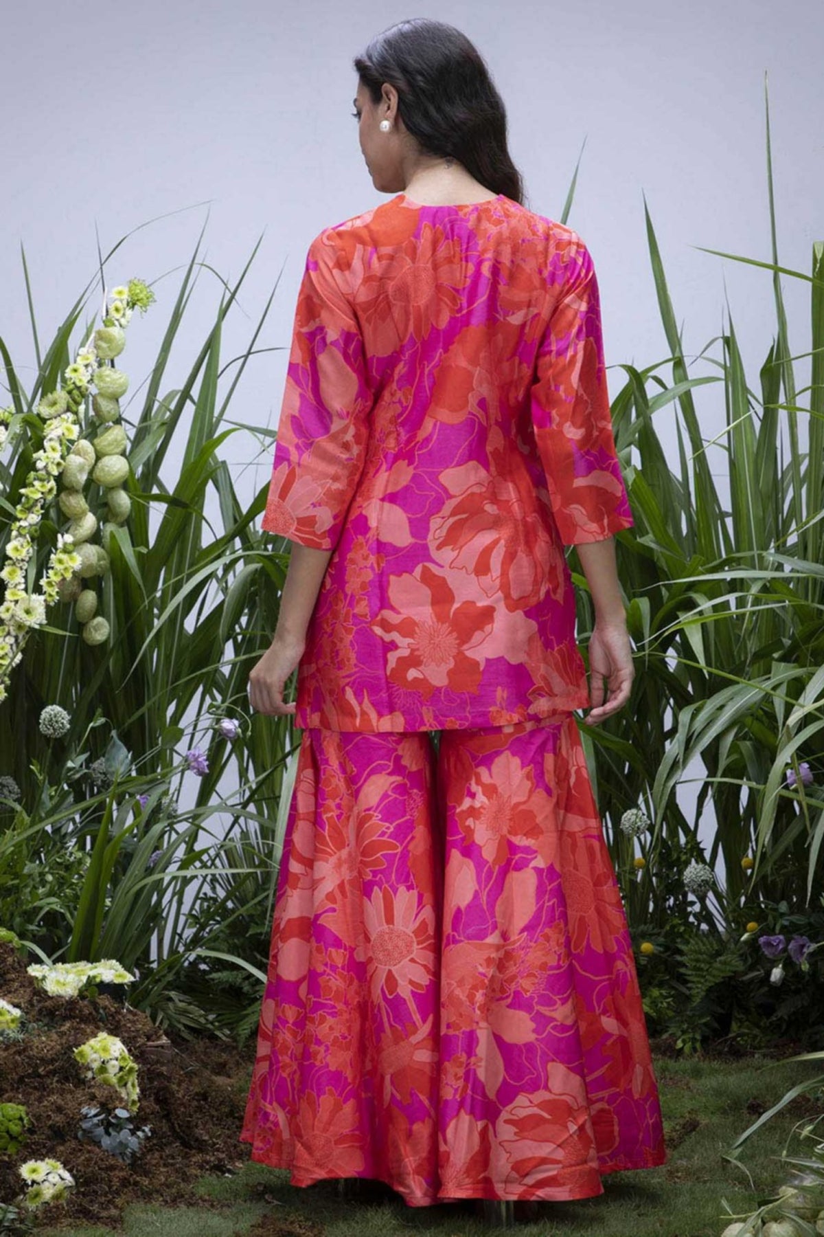 Pink Wildflower Flared Sharara Set