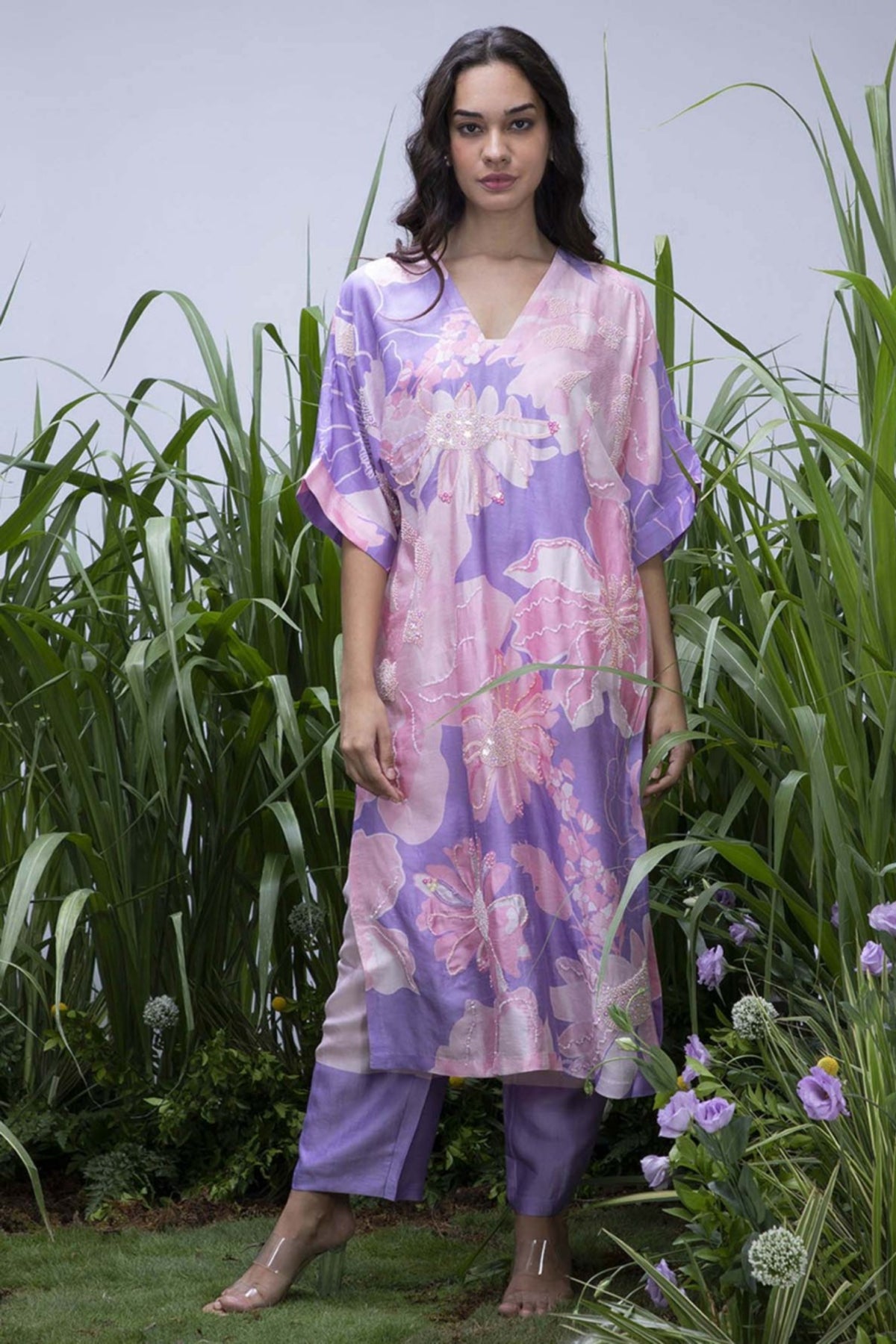 Purple Wildflower Oversize Kurta set