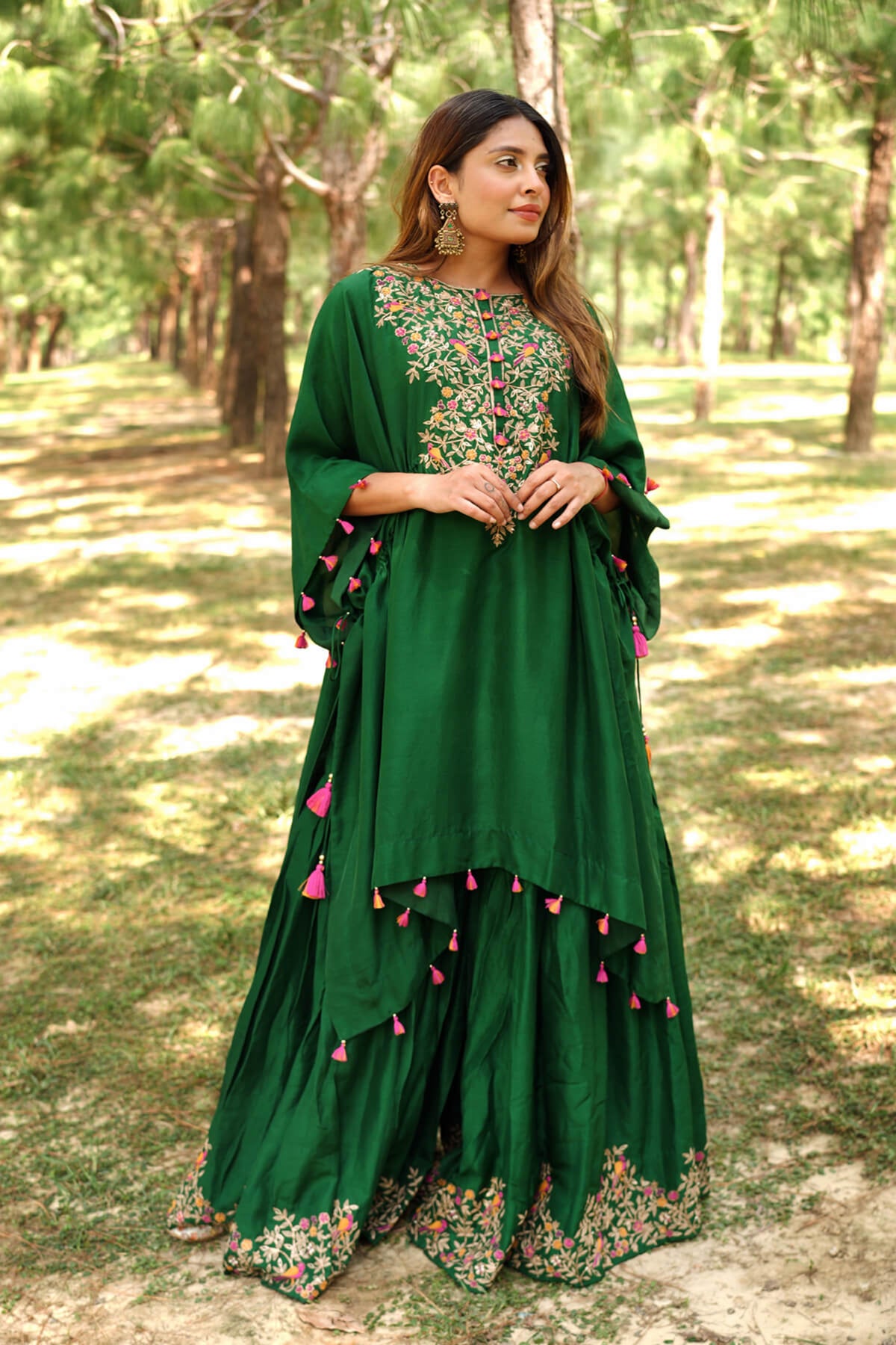 Embroidered Kaftan With Sharara