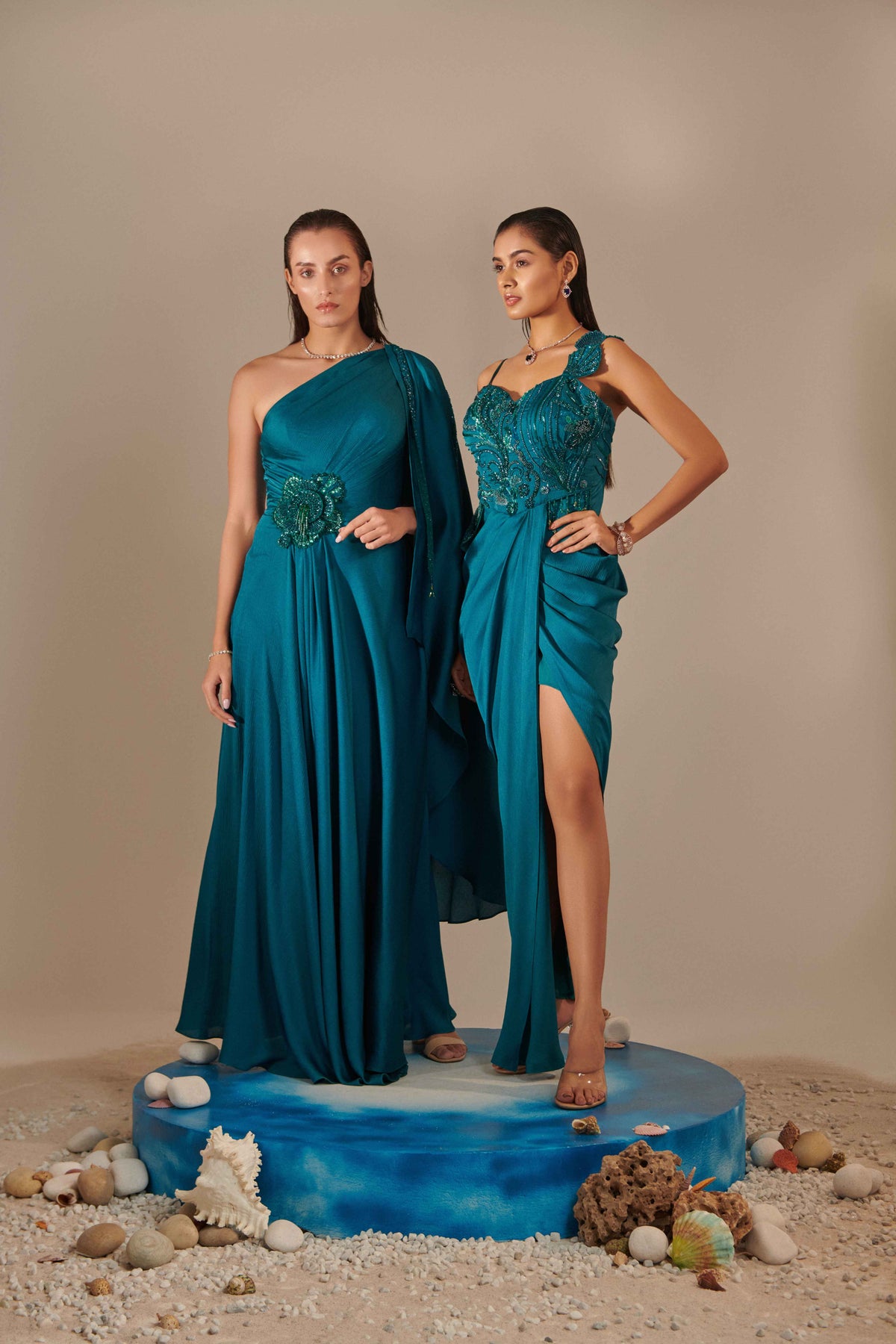 Teal Drape Gown