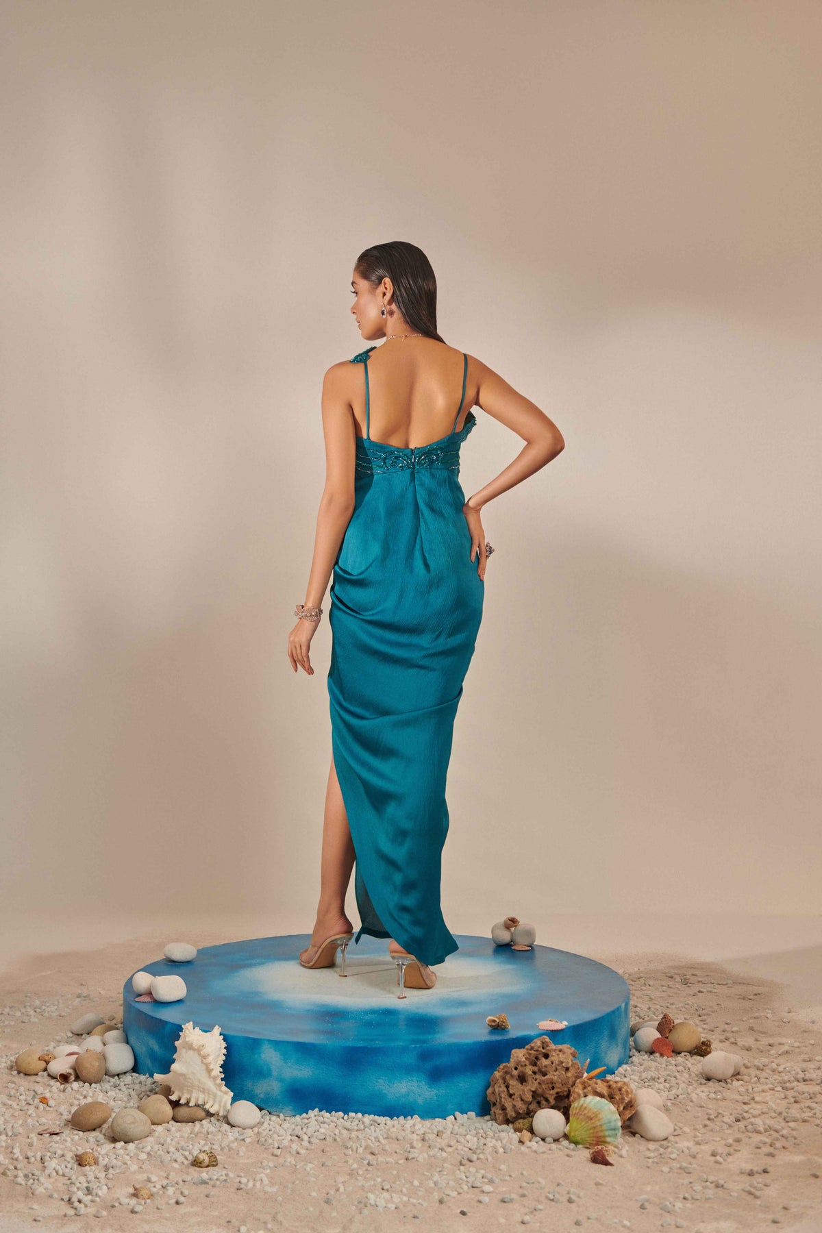 Teal Drape Gown