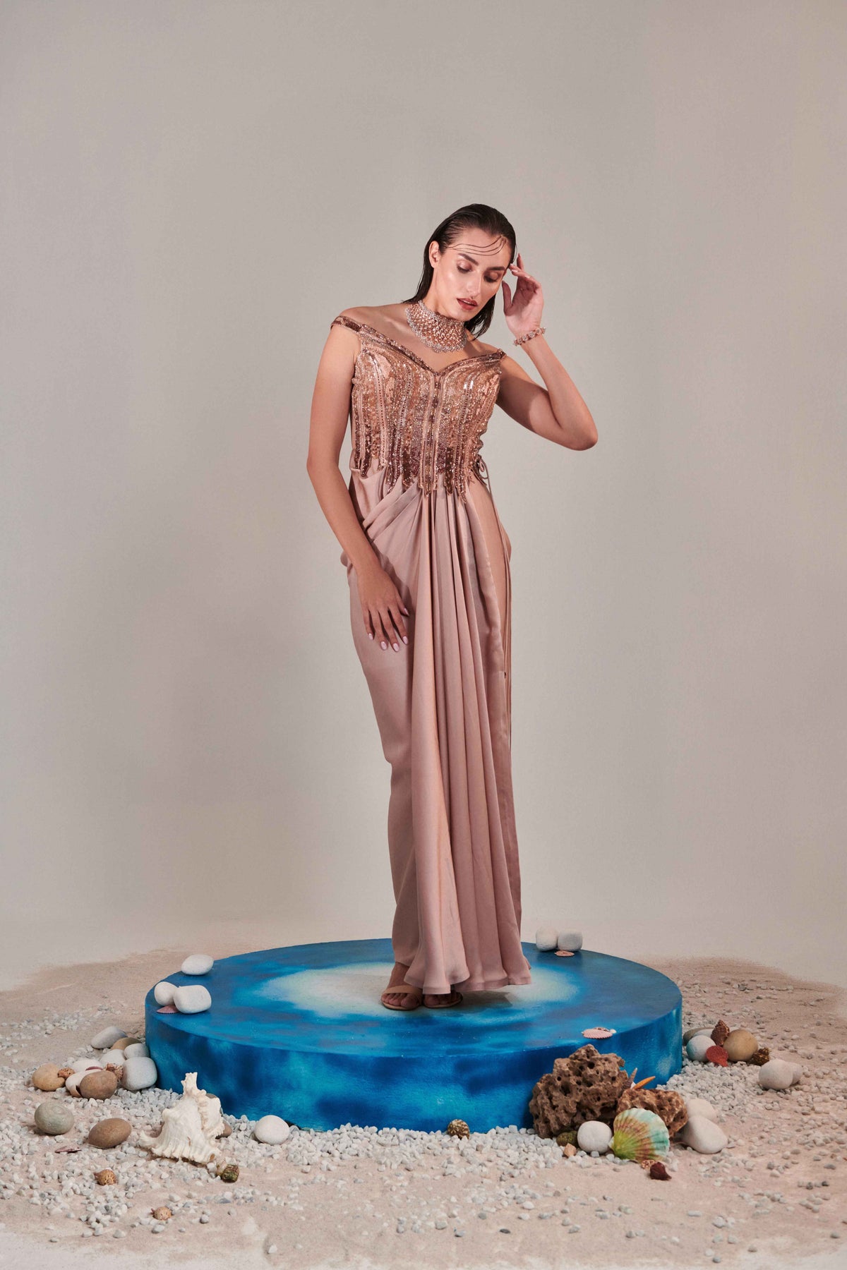 Nudish Pink Gradient Gown