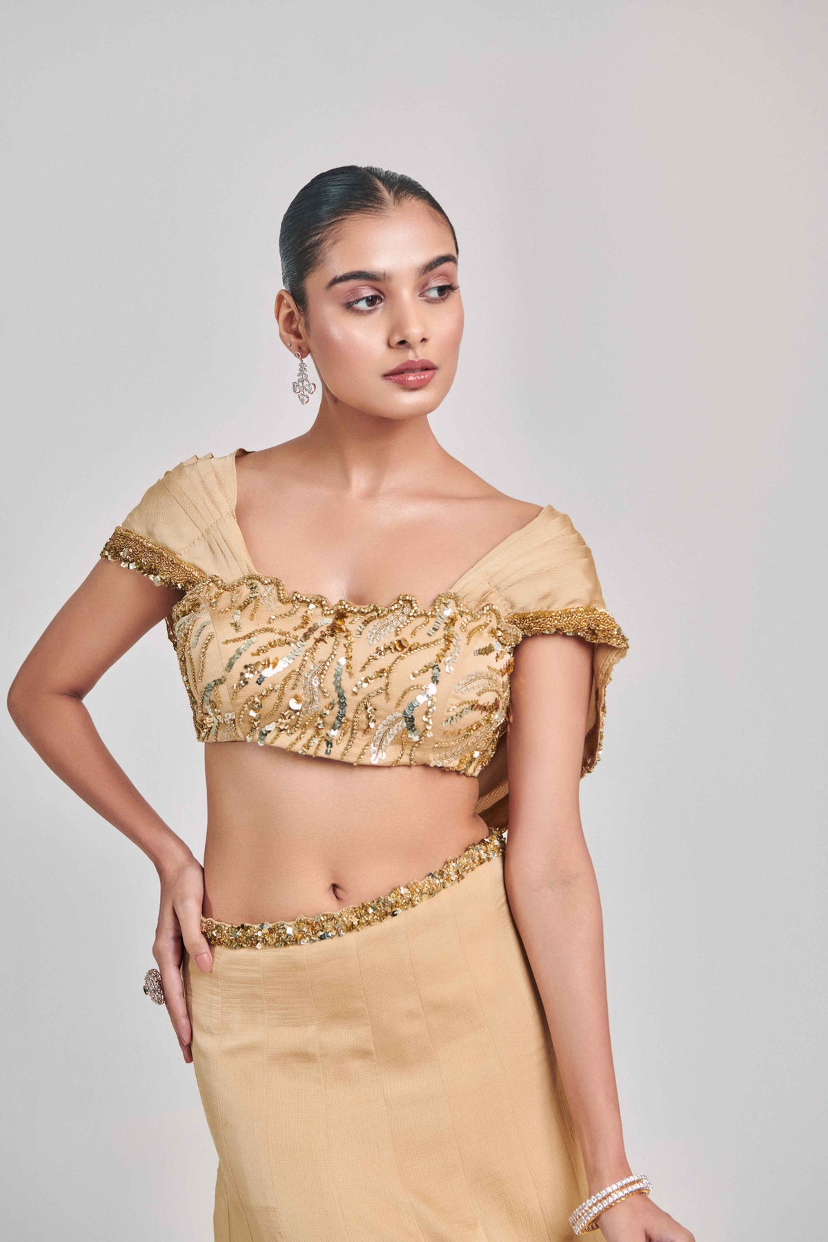 Cutwork Blouse Kalidar Skirt Set