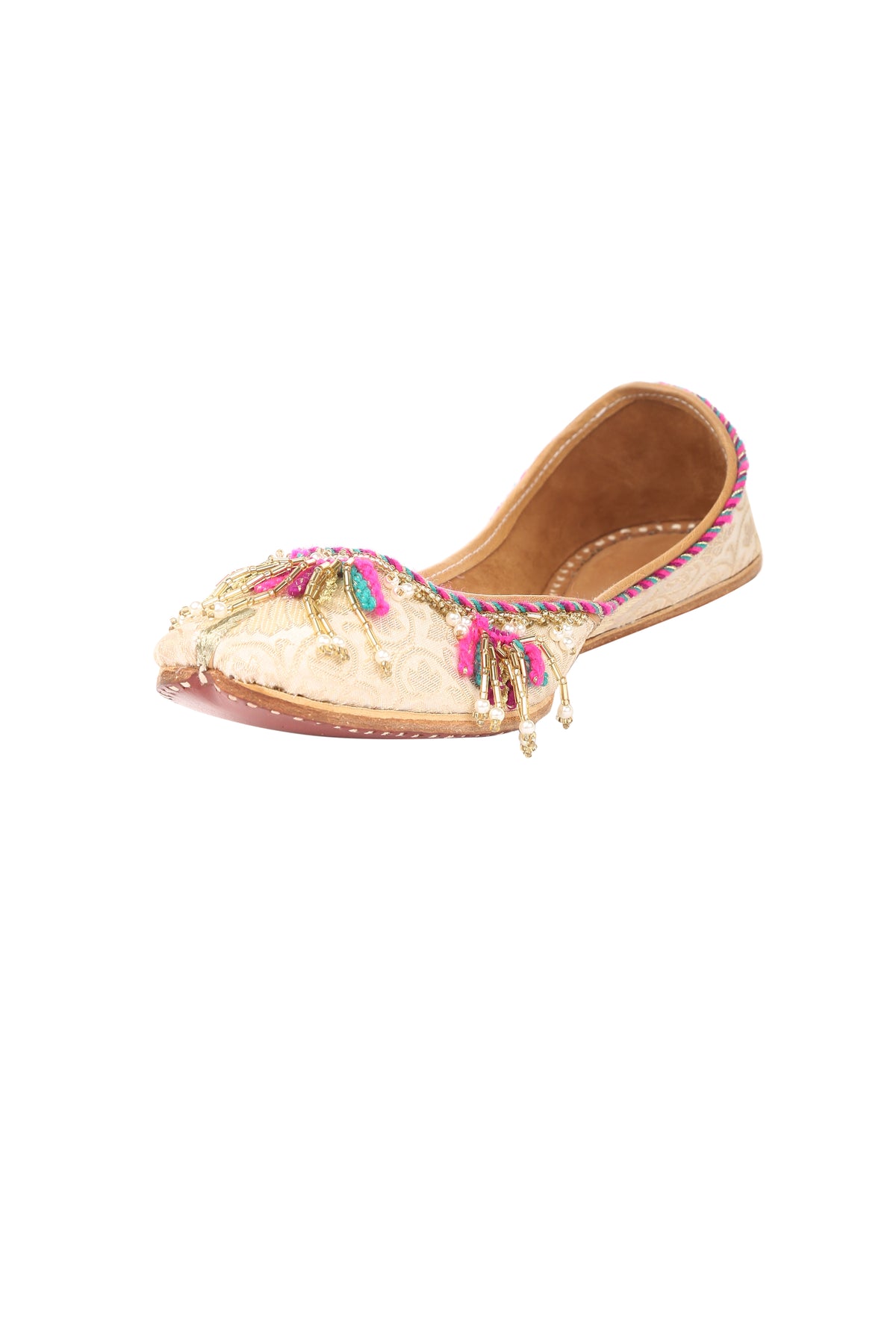 Sequin brocade jutti in ivory