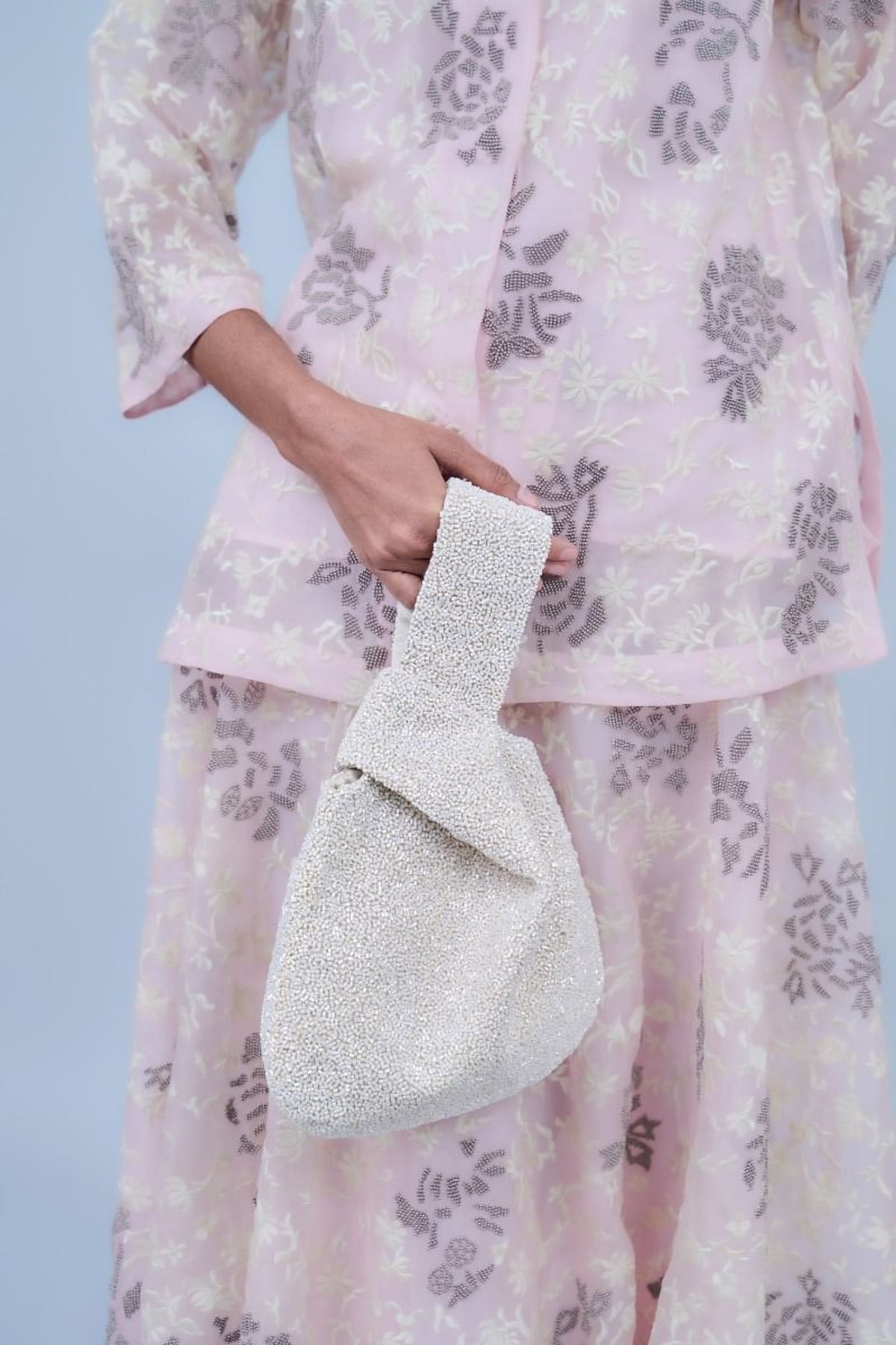 Beaded Bag in Ecru