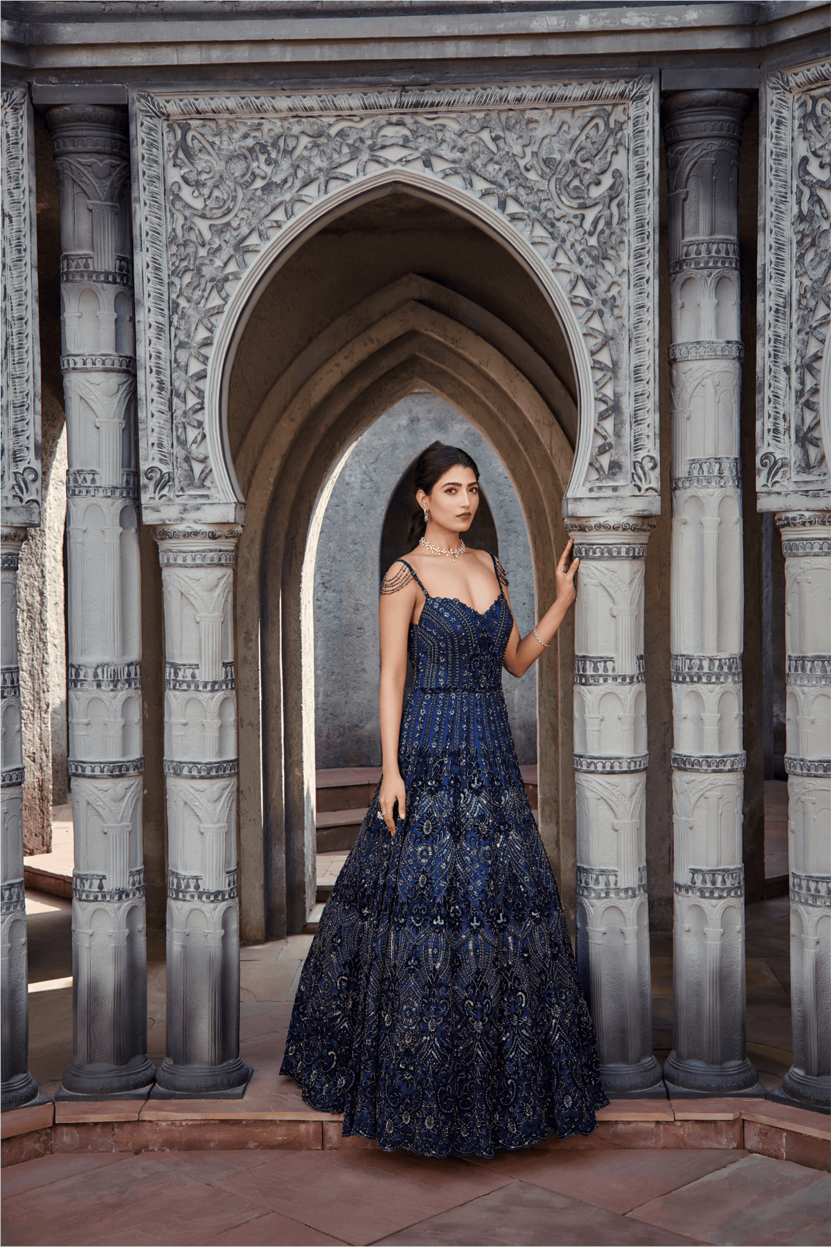 Navy Tulle Gown