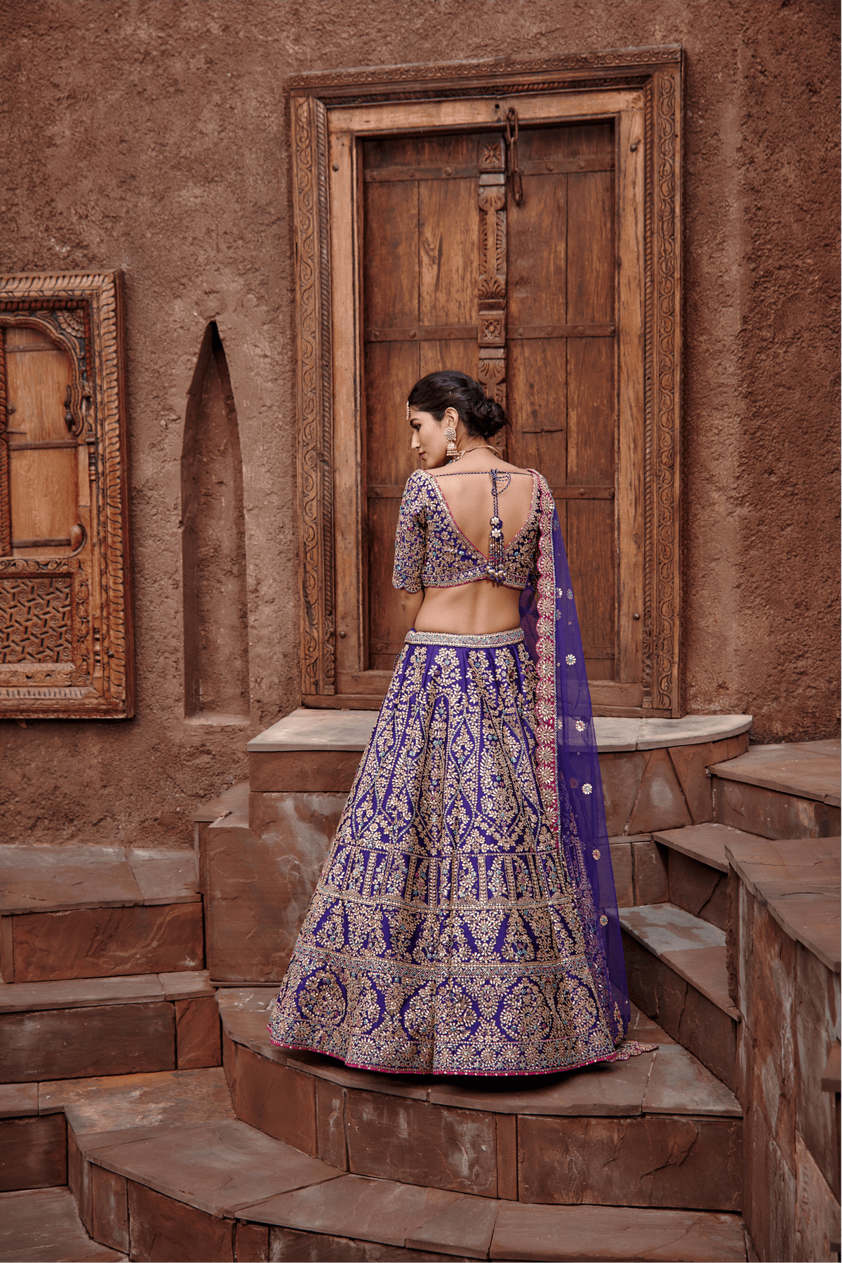 Purple Tafeta Lehenga Choli Gota Work