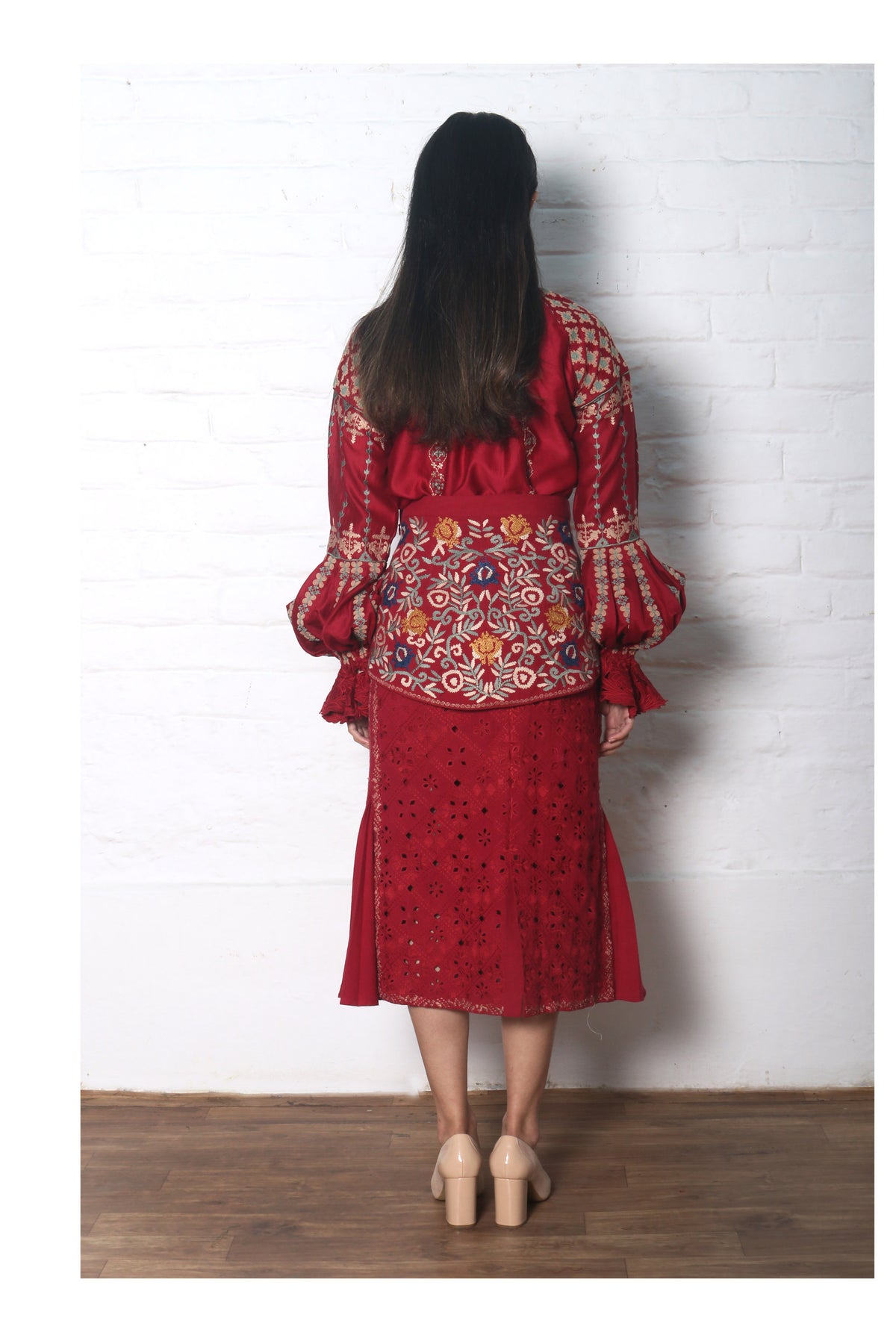 Red chanderi top