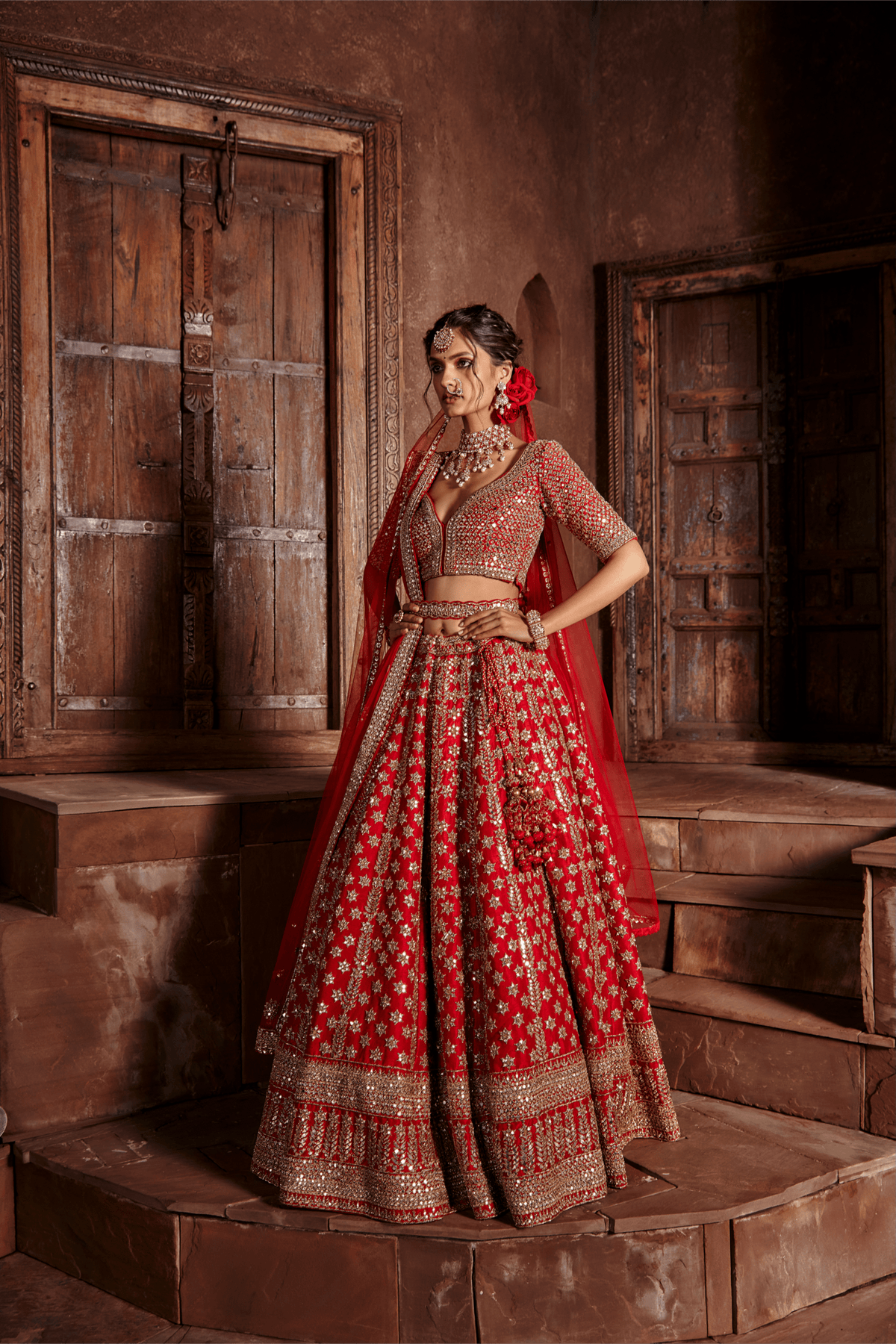 Crimson Red Lehenga Set