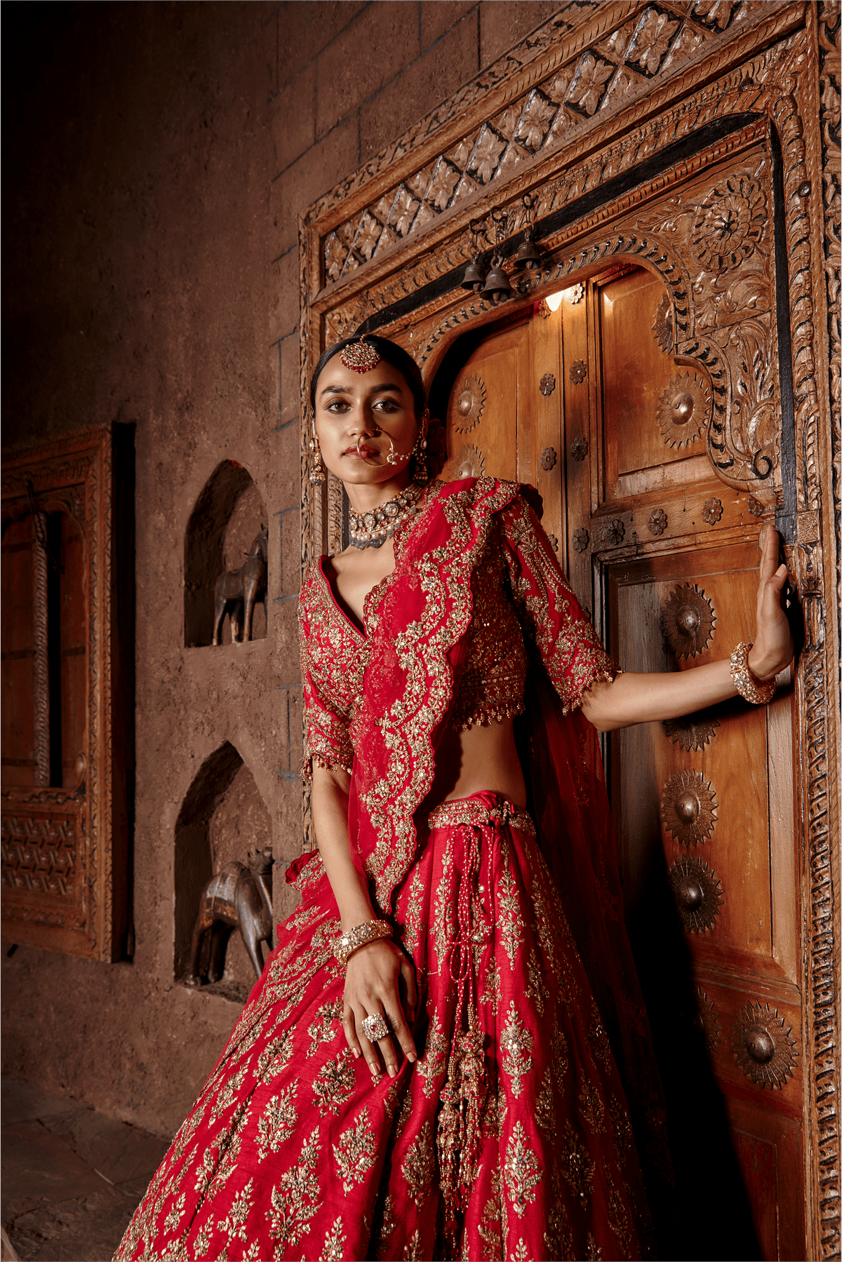 Cardinal Red Lehenga Set