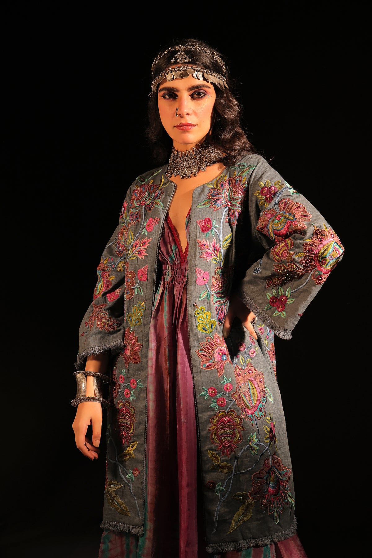 Ramola Embroidery Linen Coat