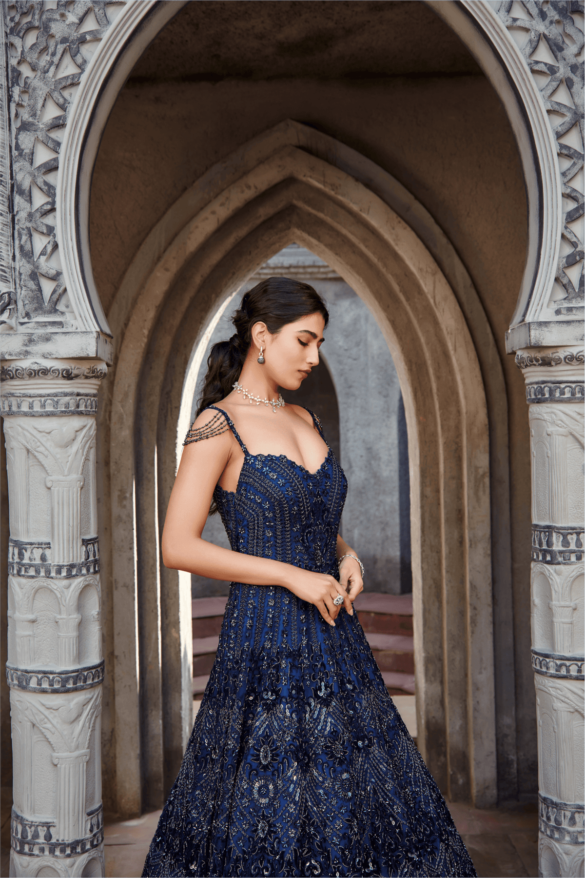 Navy Tulle Gown