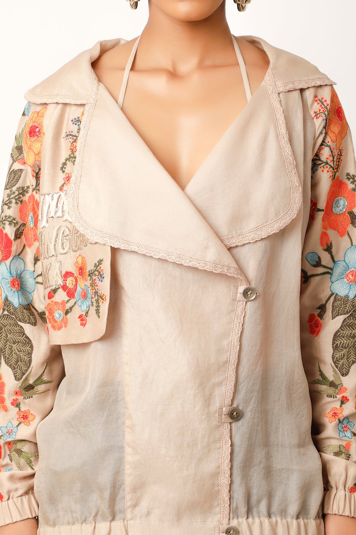Foliage Beigetrench Bomber Jacket