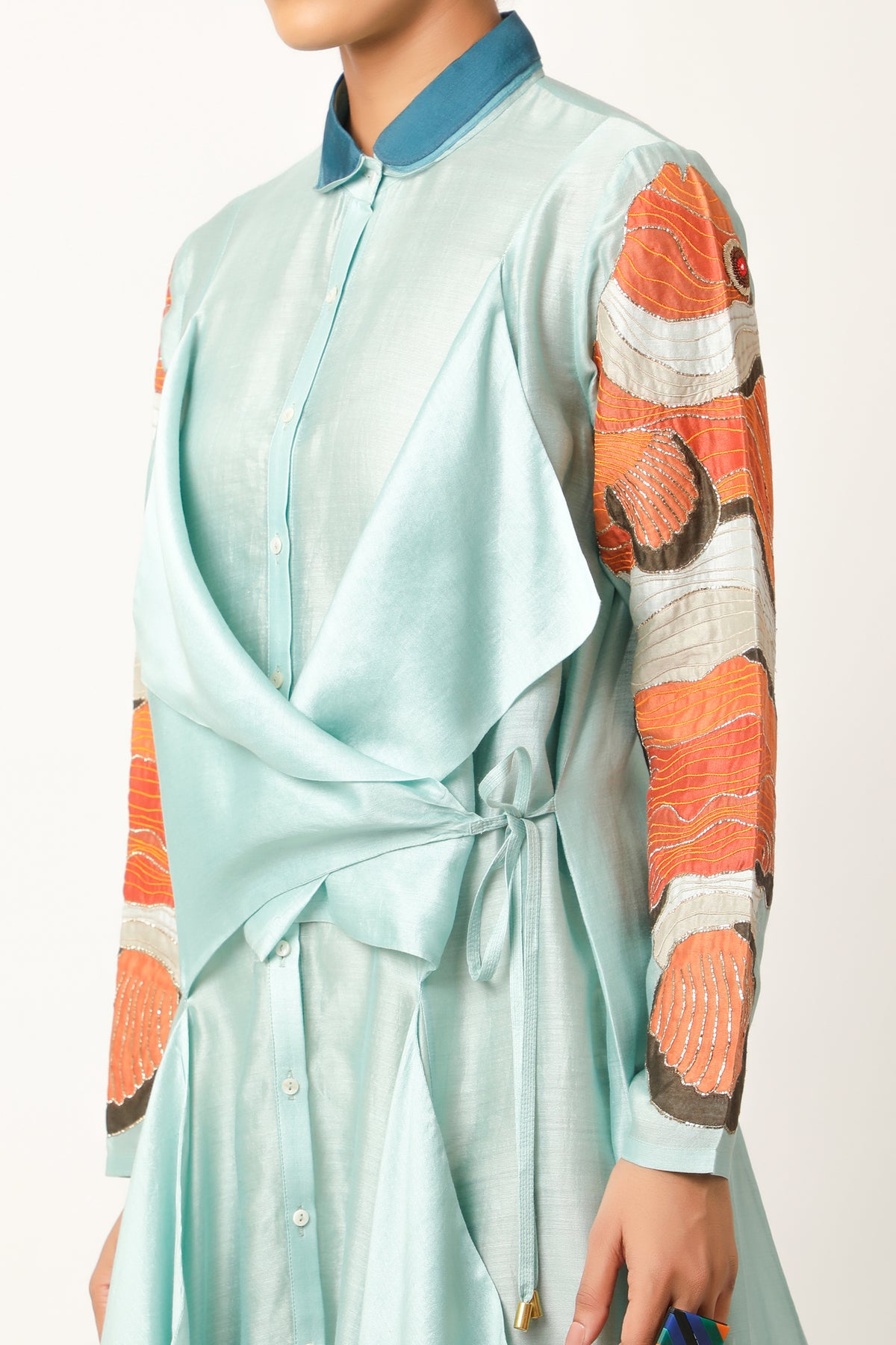 Teal Blue Draped Co-ord Set