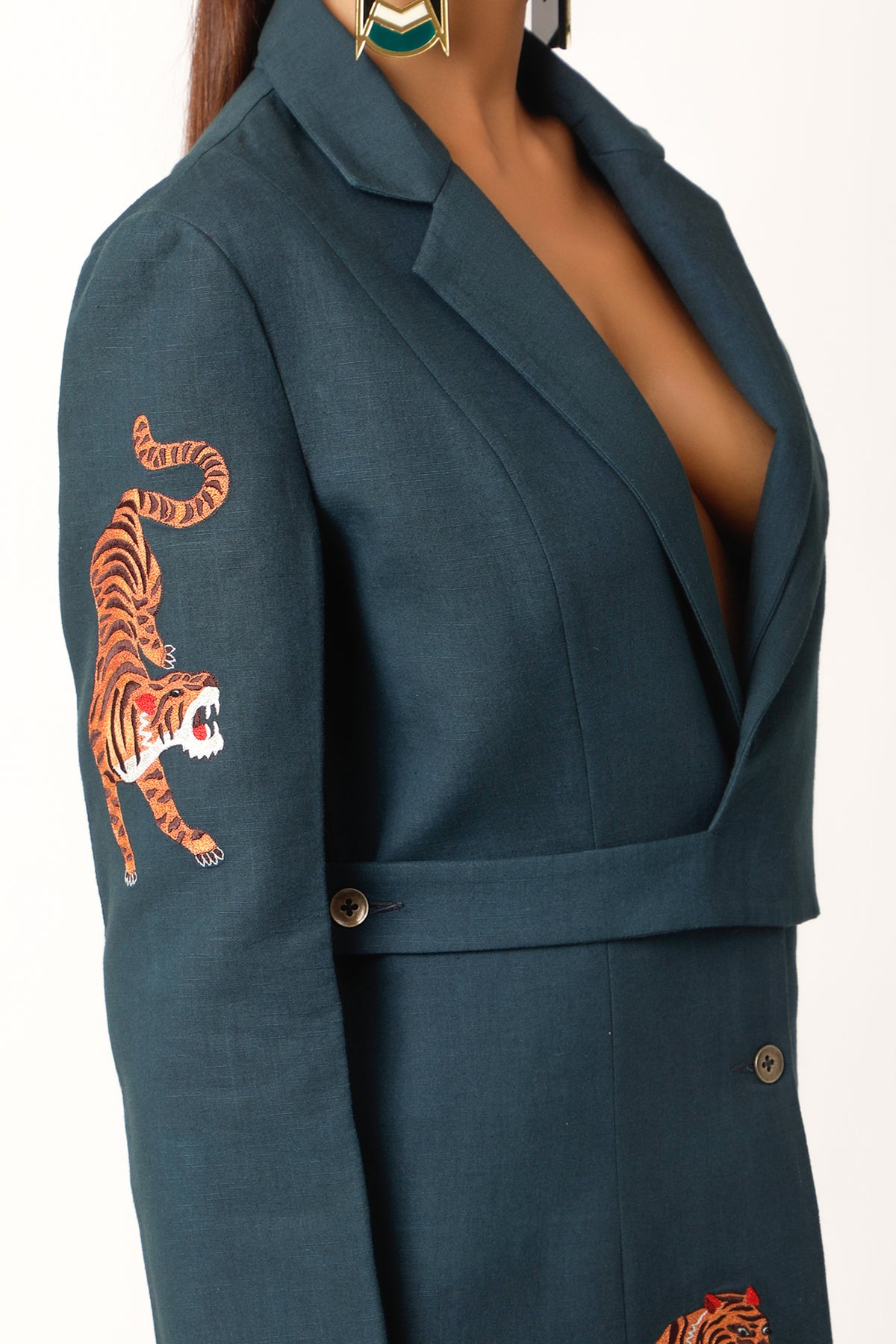 Midnight Blue Embroidered Jacket Set