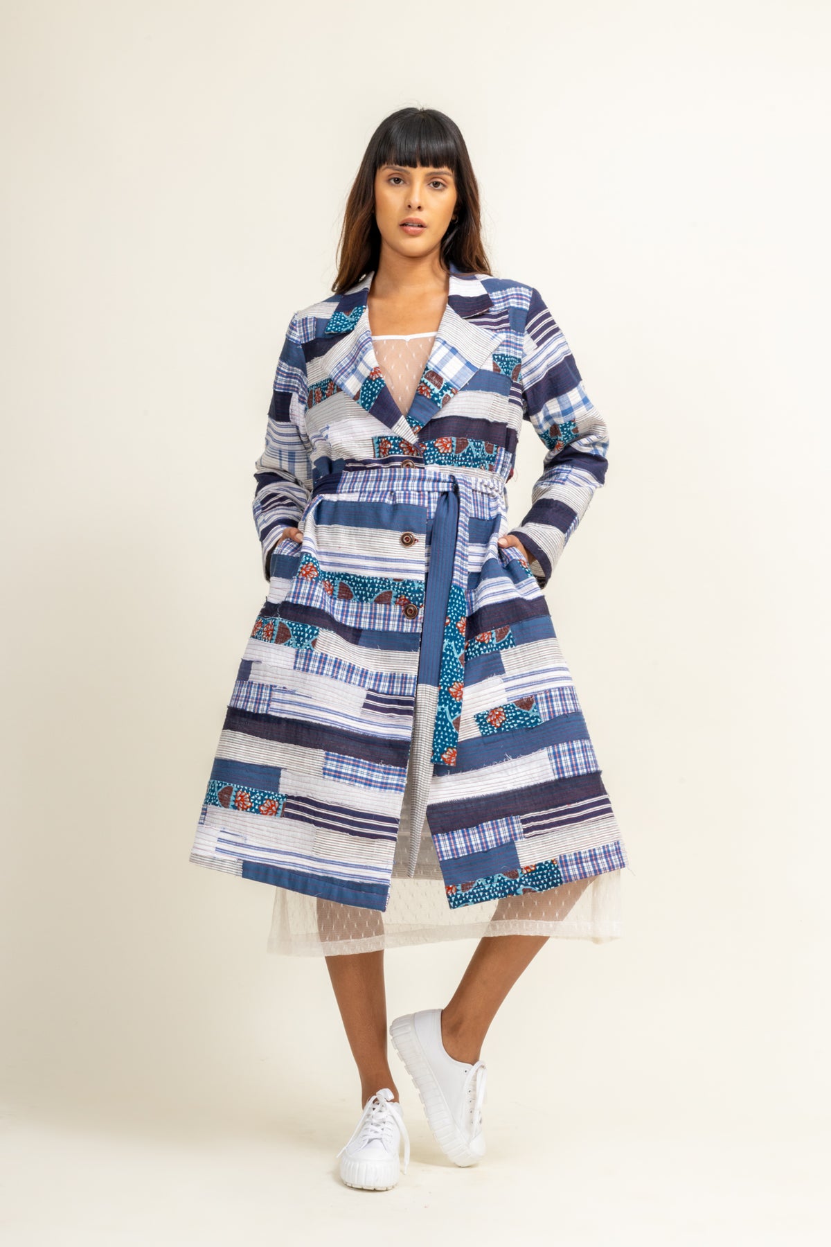 Sky Patchwork Trench