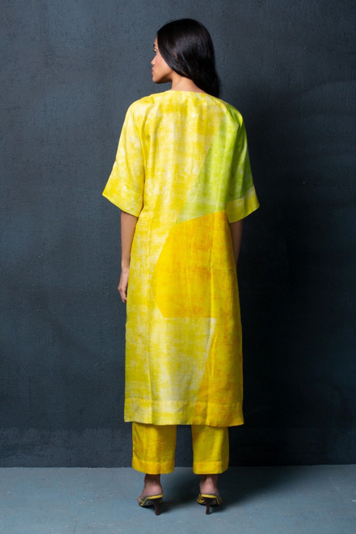 Lemon Yellow Geometrical Print Co-ord Set