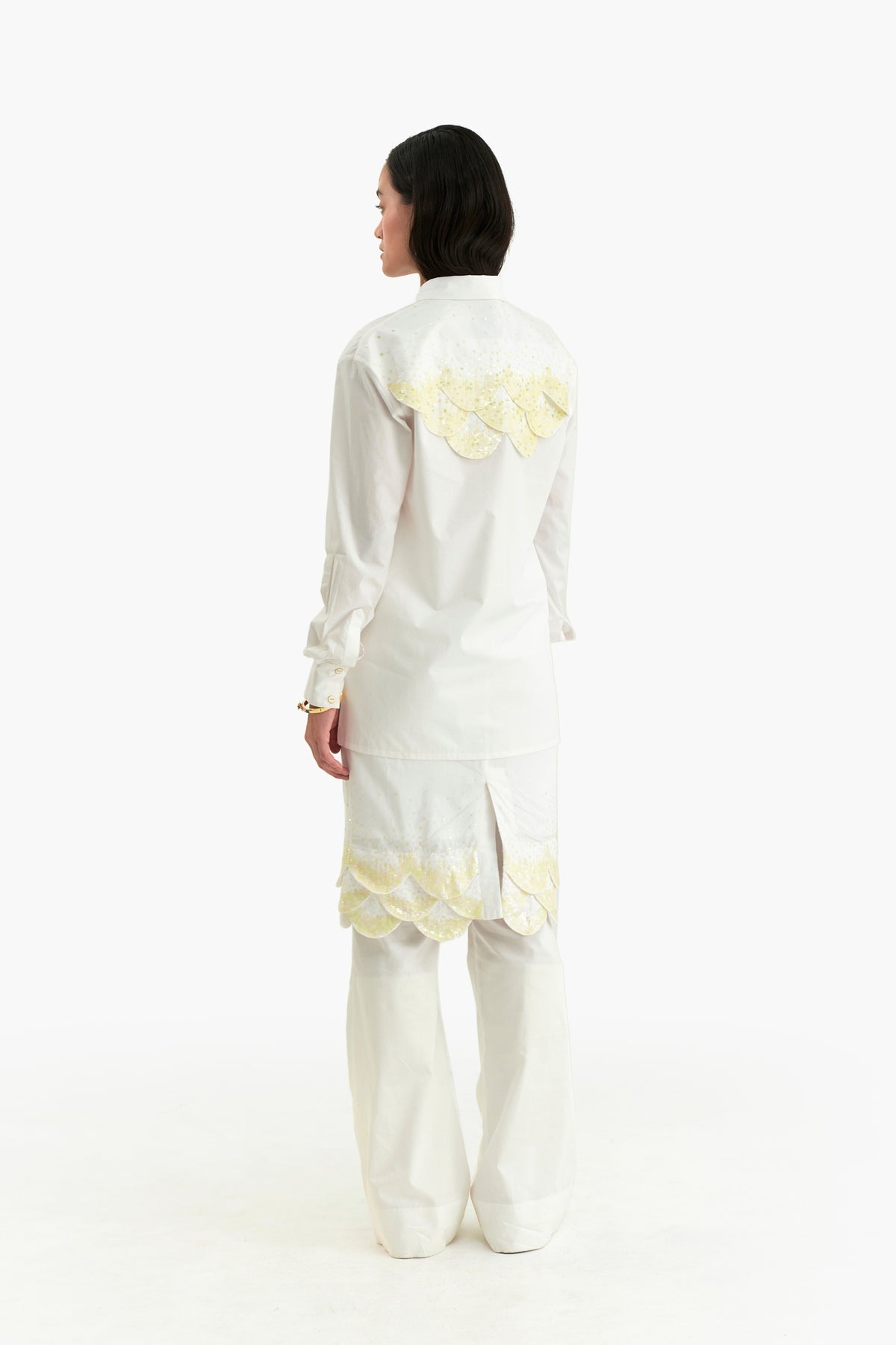 White Scalloped Embroidered Shirt