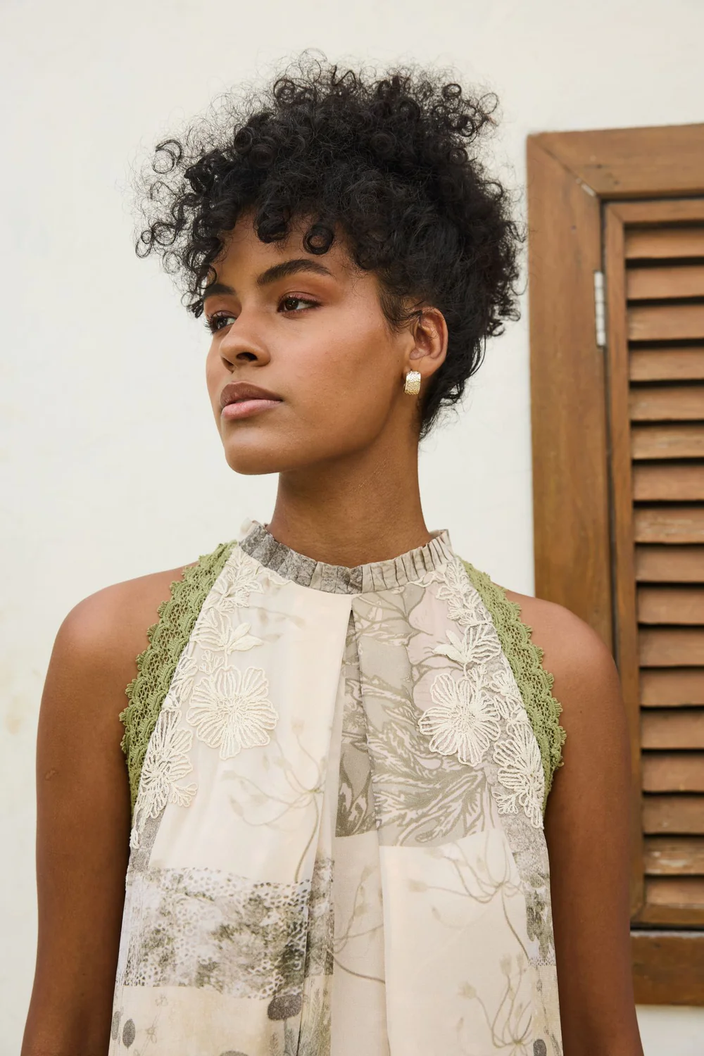 Ira Printed Embroidery Tier Dress