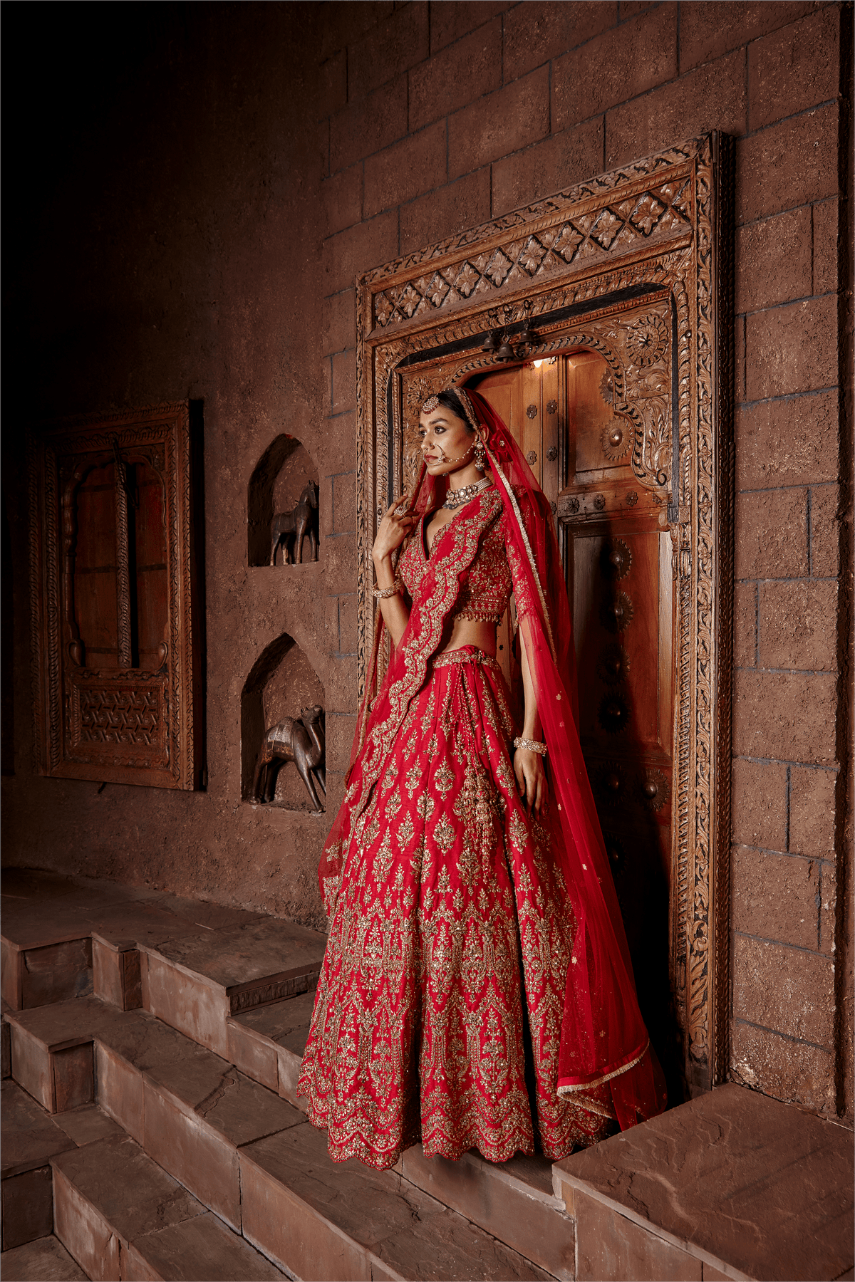 Cardinal Red Lehenga Set