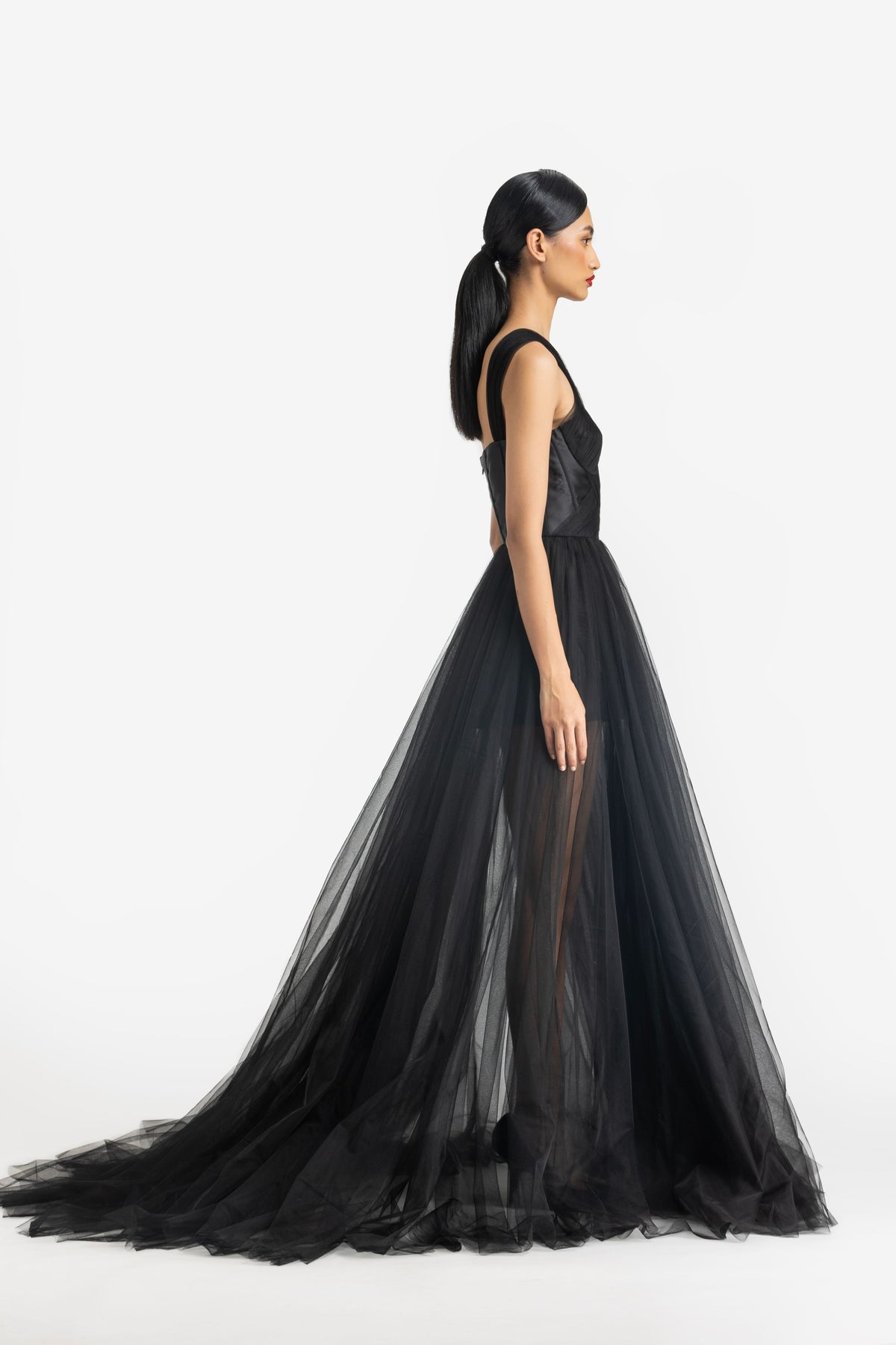 Crisscross Halternet Romper Gown