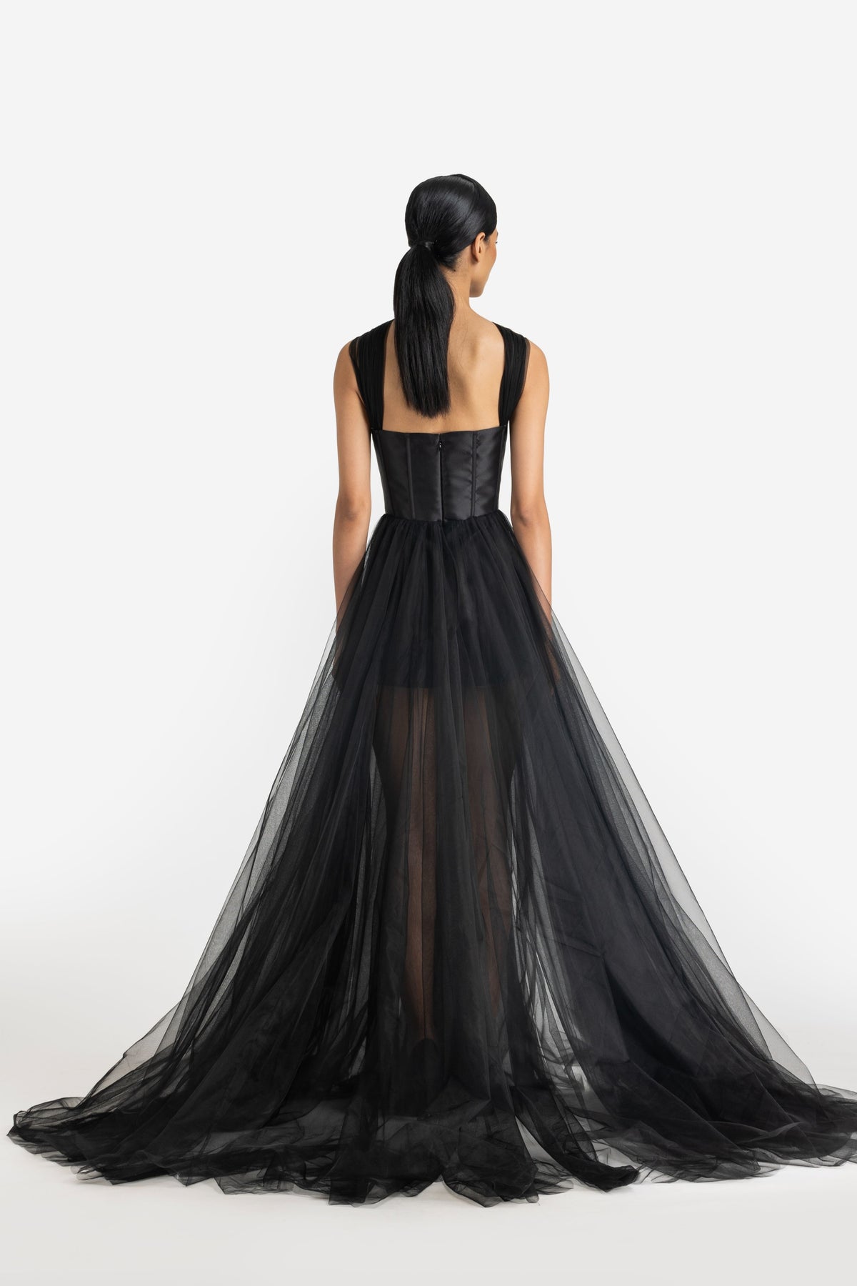 Crisscross Halternet Romper Gown