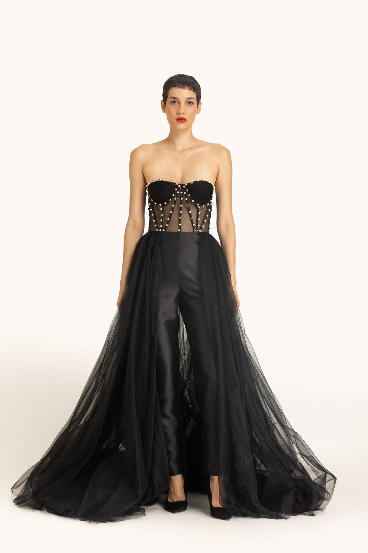 Corsetted Strapless Trail Jumpsuit