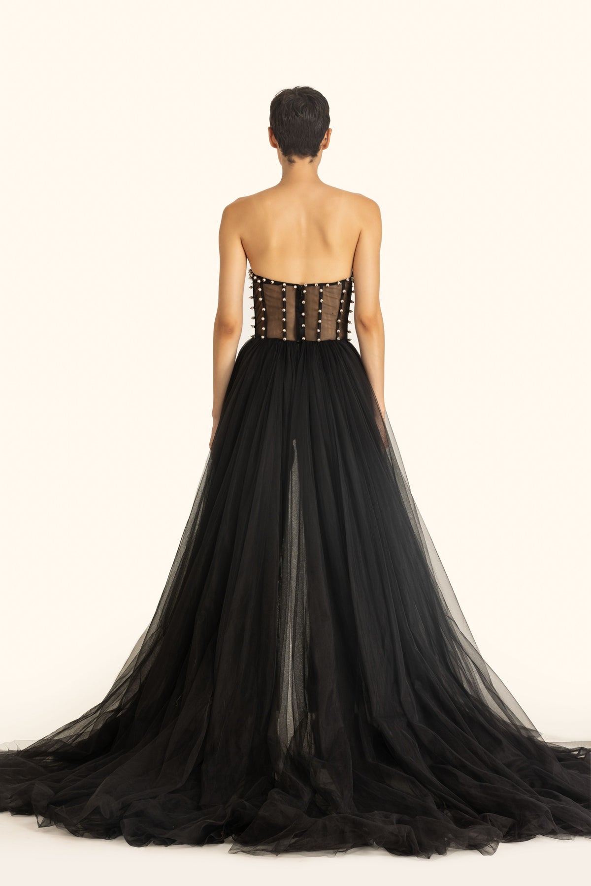 Corsetted Strapless Trail Jumpsuit
