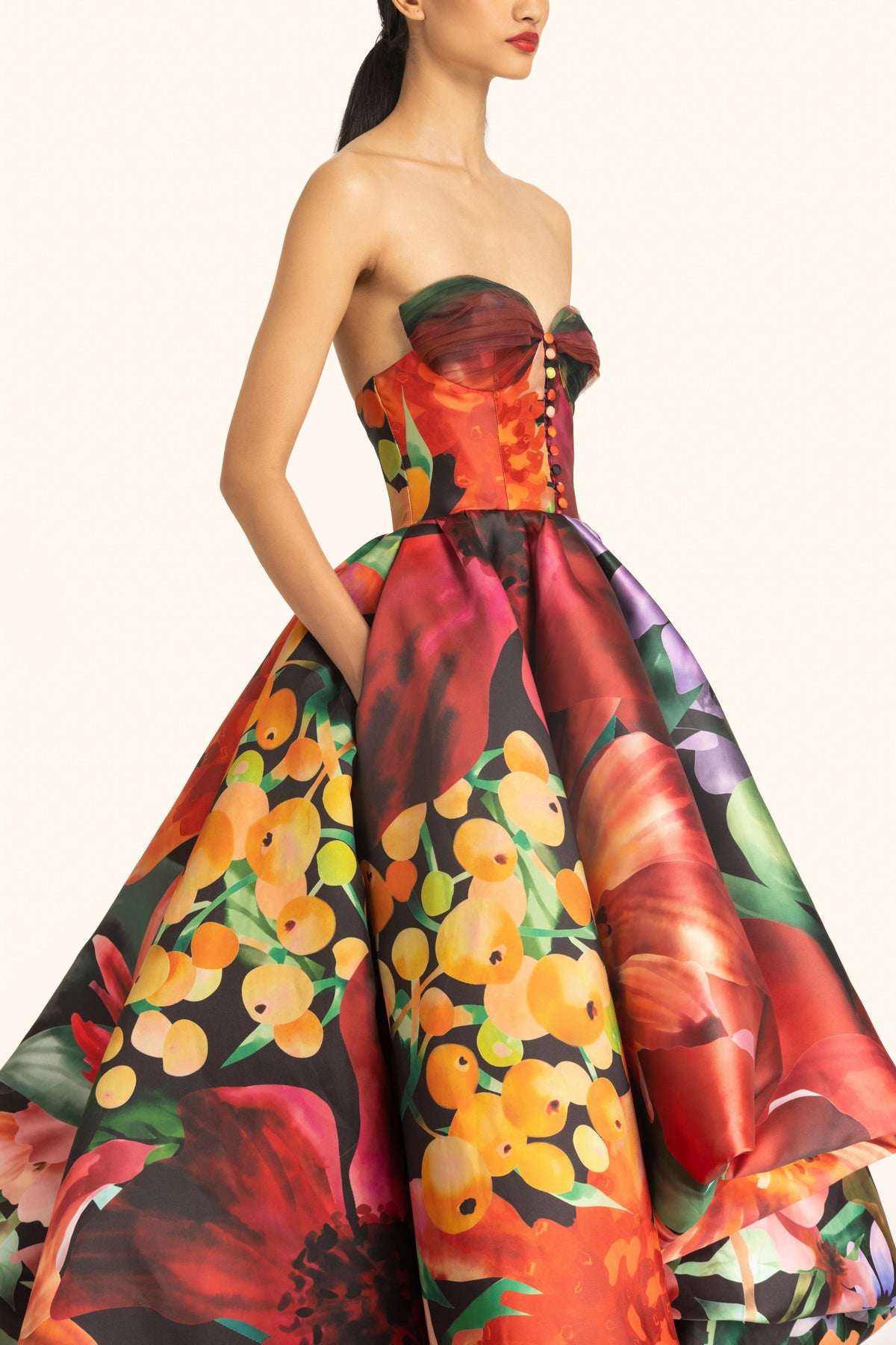Strapless Balloon Hem Gown