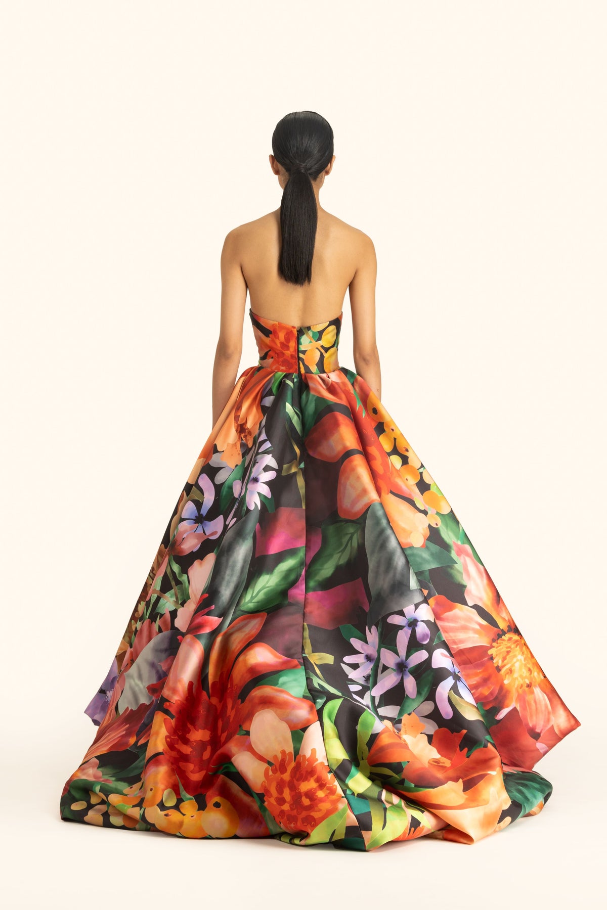 Strapless Balloon Hem Gown