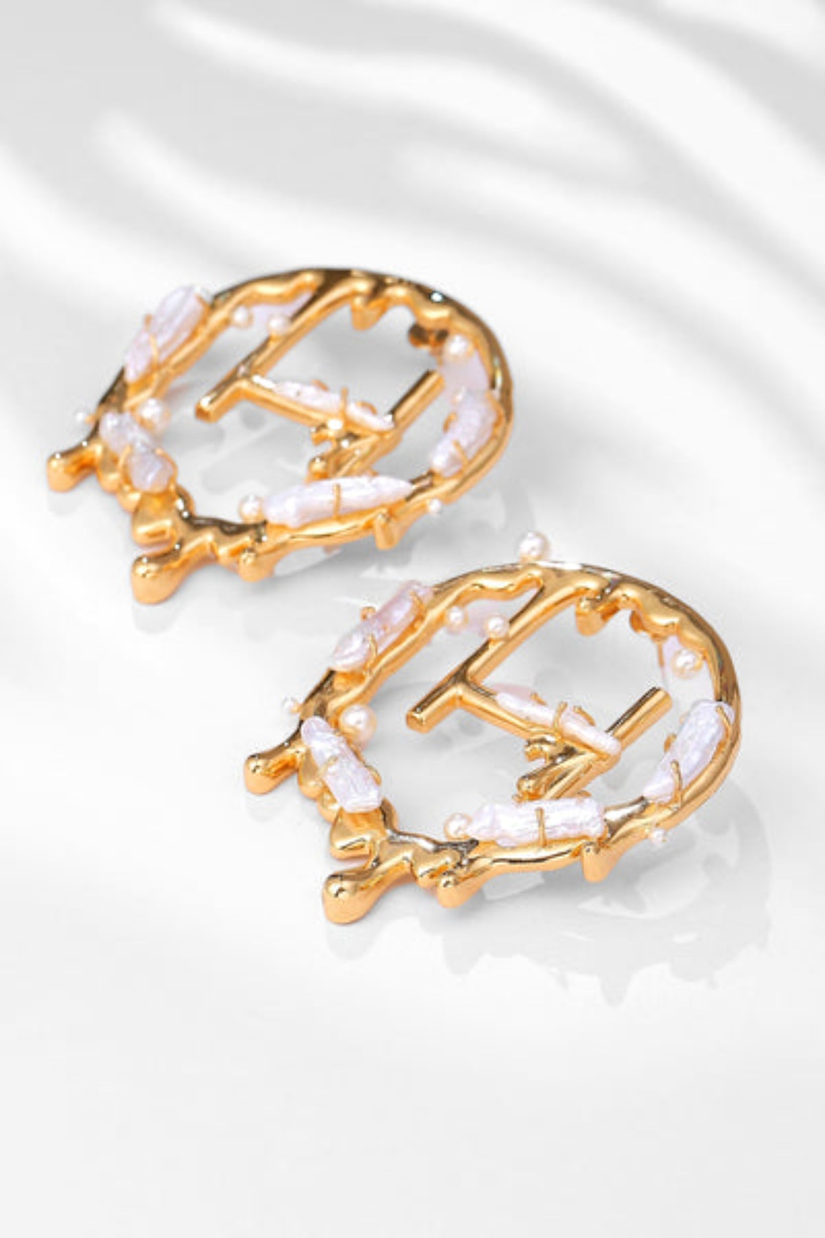 Monogram Earrings With Keshi Pearls