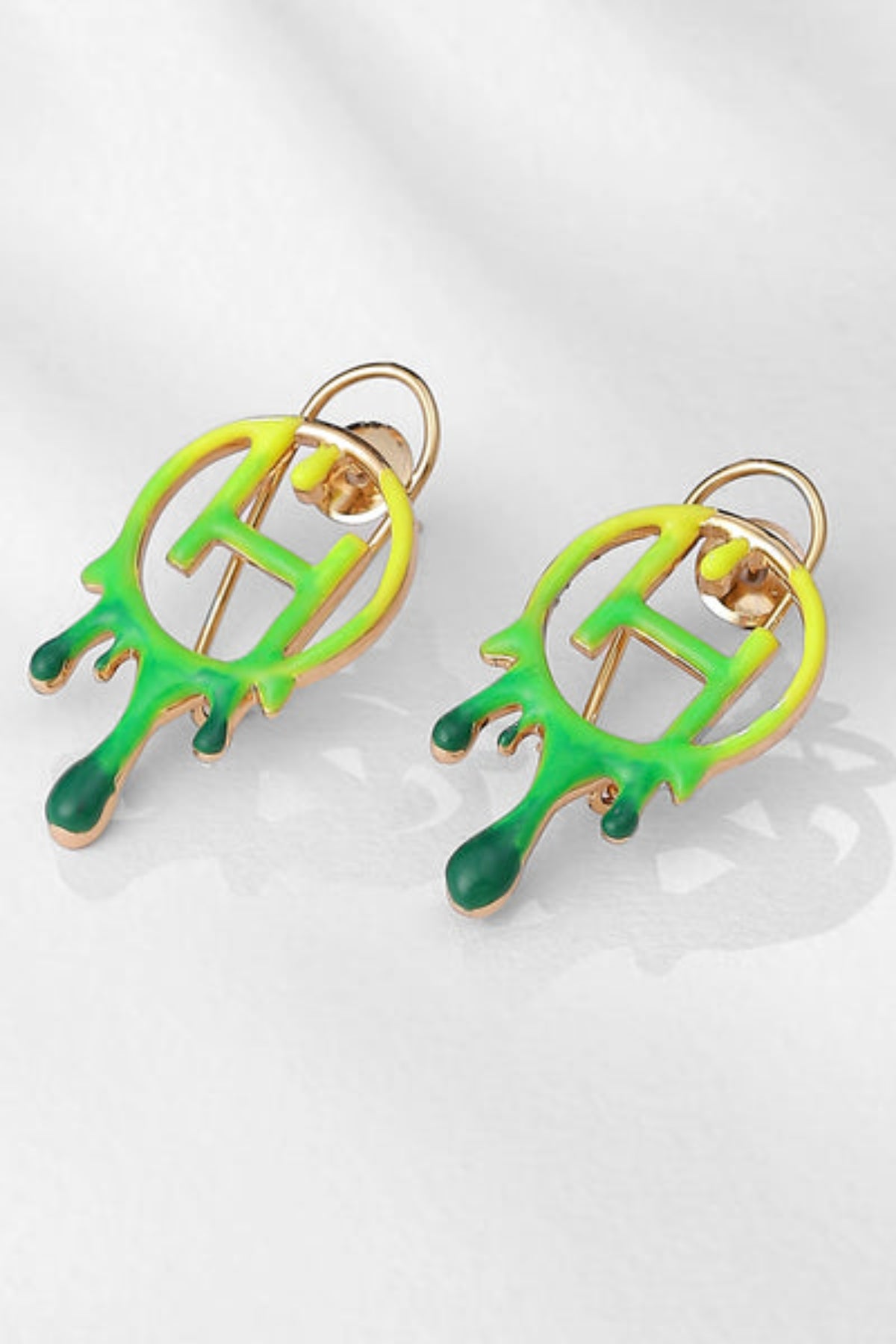 Mini Earrings in Dual Tone Green