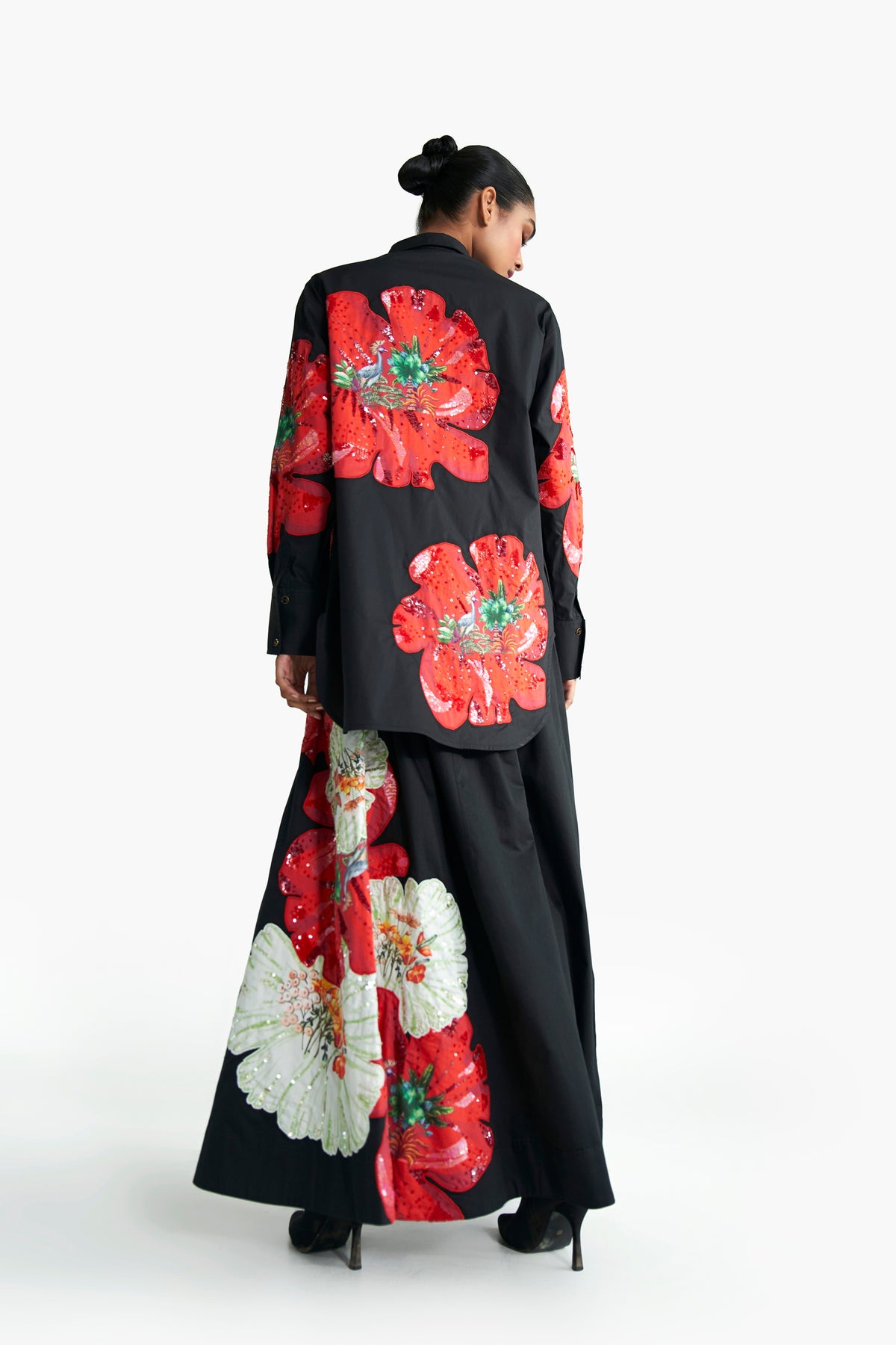 Hibiscus Patched Oversized Shirt