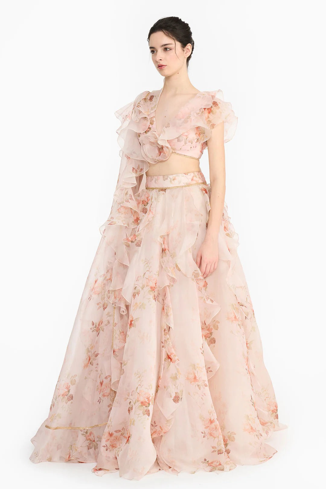 Pink Vintage Rose Lehenga Set