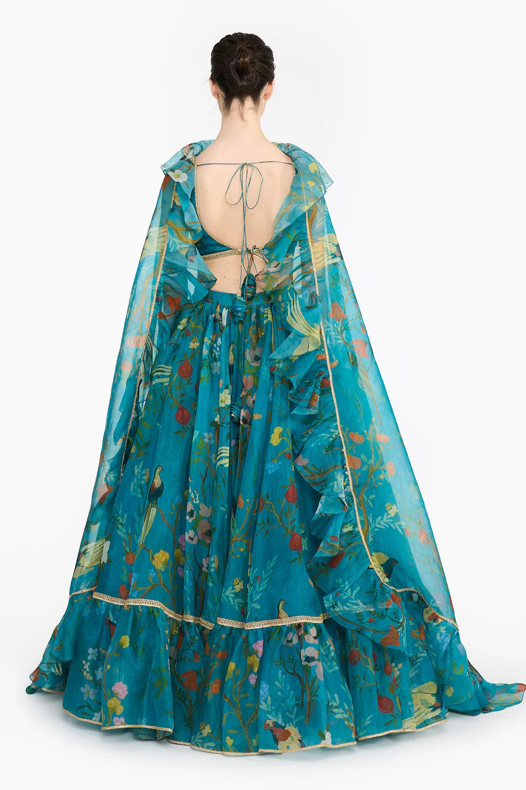 Turquoise Chinoiserie Lehenga Set