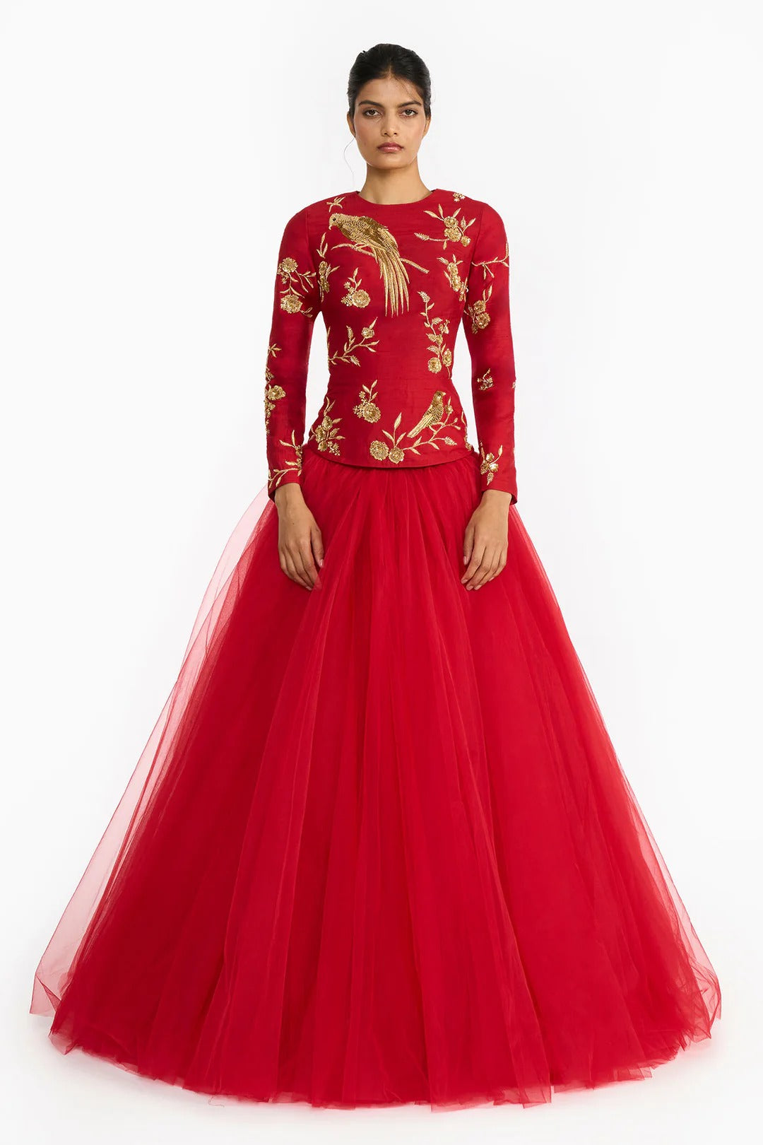 Red Chinoiserie Lehenga Set