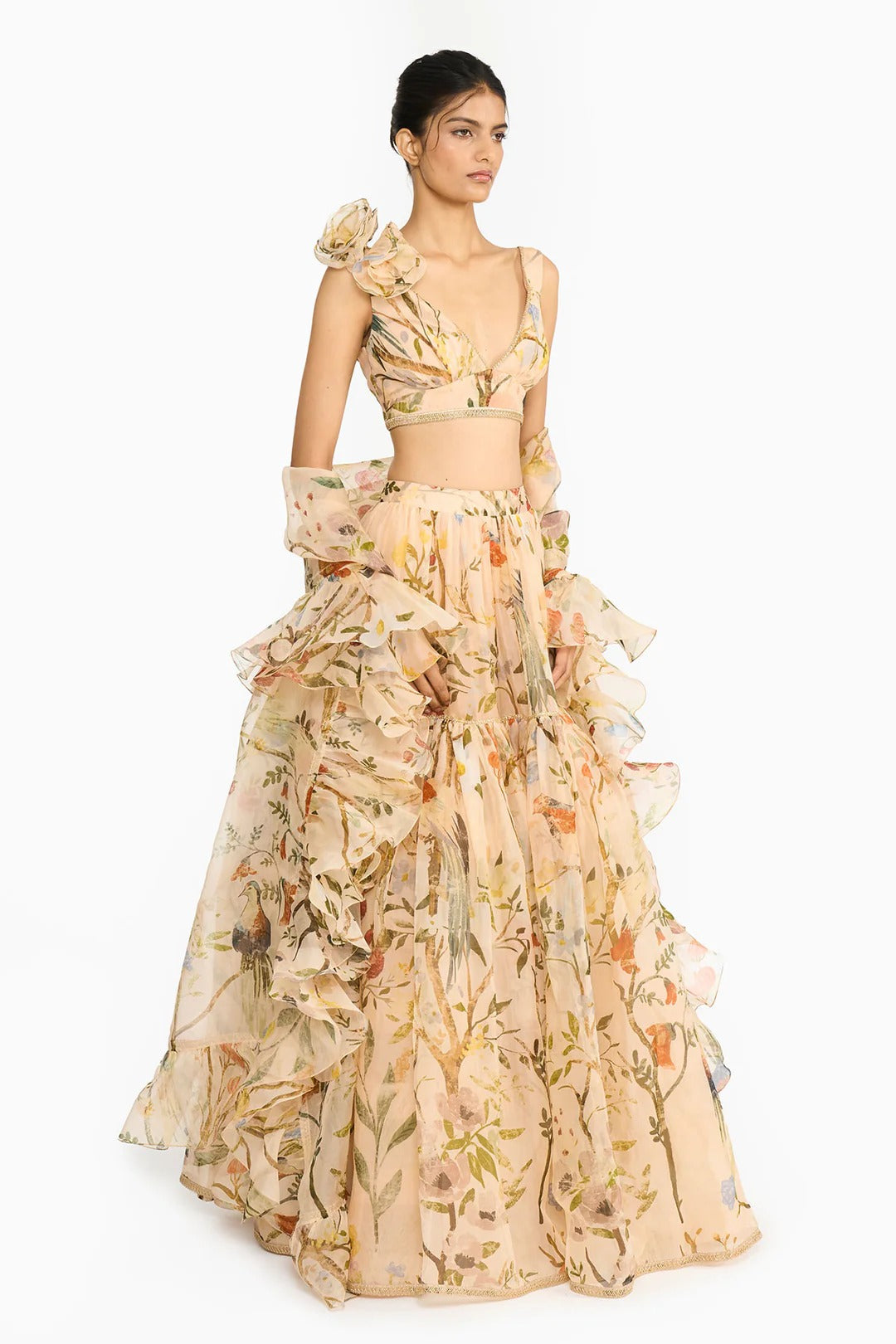 Peach Chinoiserie Lehenga Set