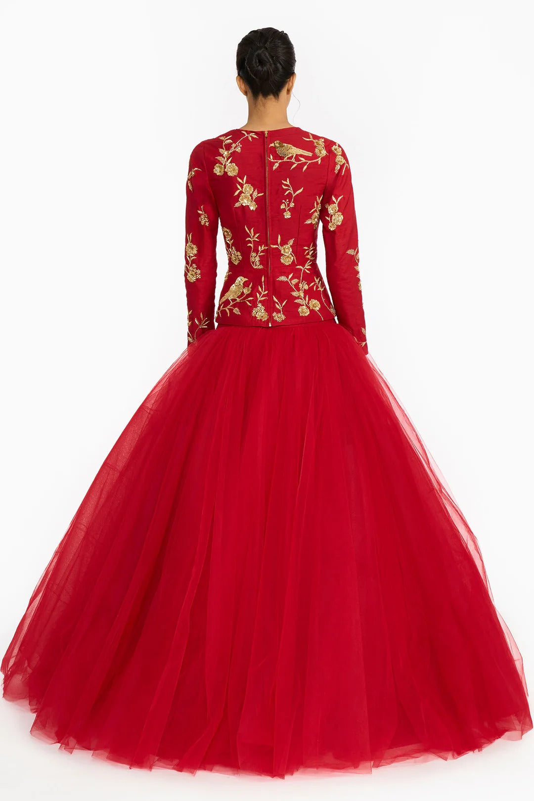 Red Chinoiserie Lehenga Set