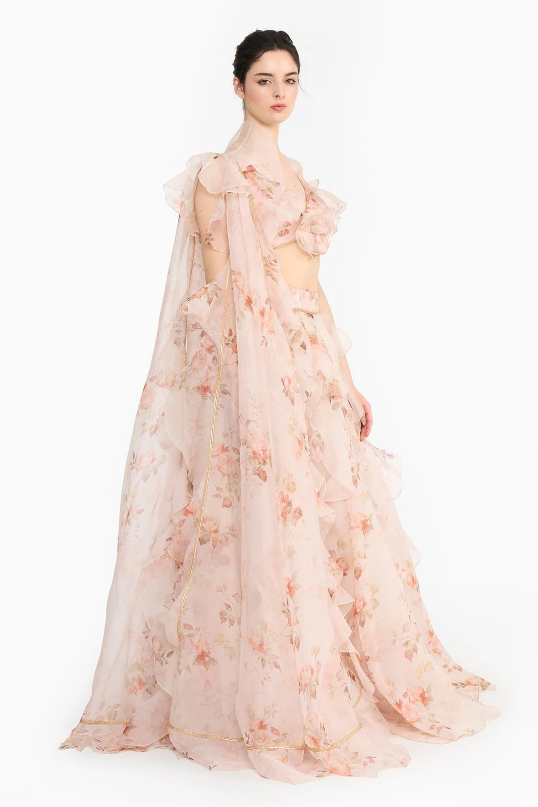 Pink Vintage Rose Lehenga Set