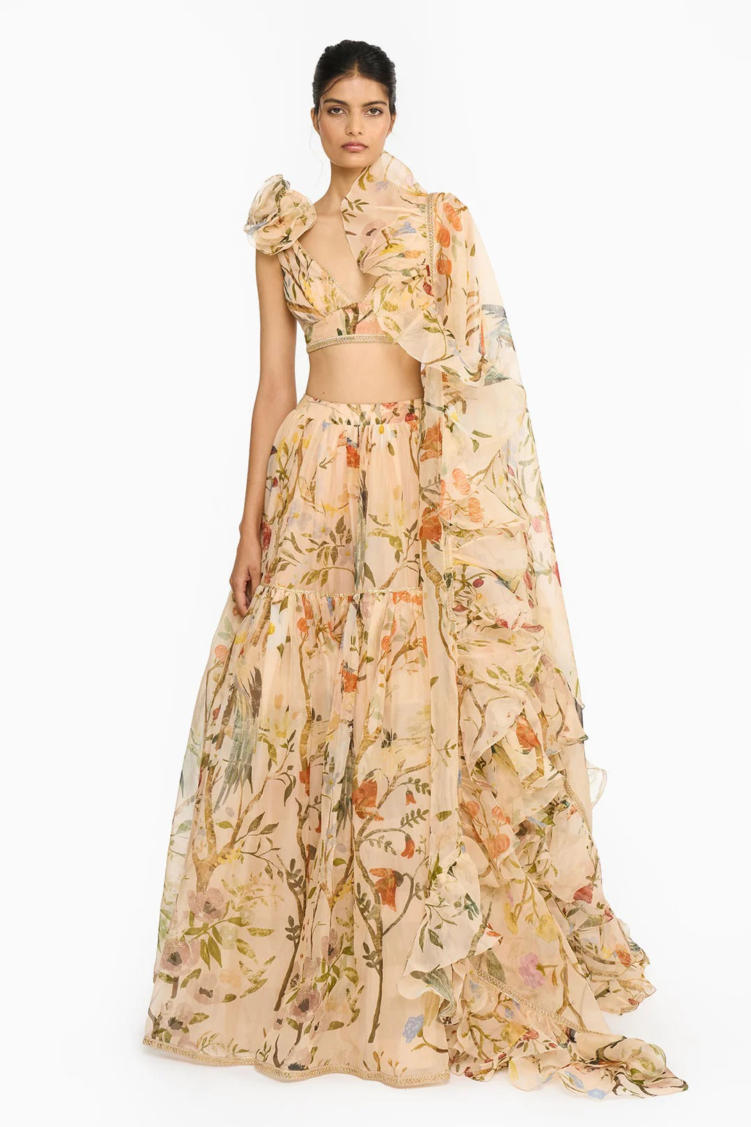 Peach Chinoiserie Lehenga Set