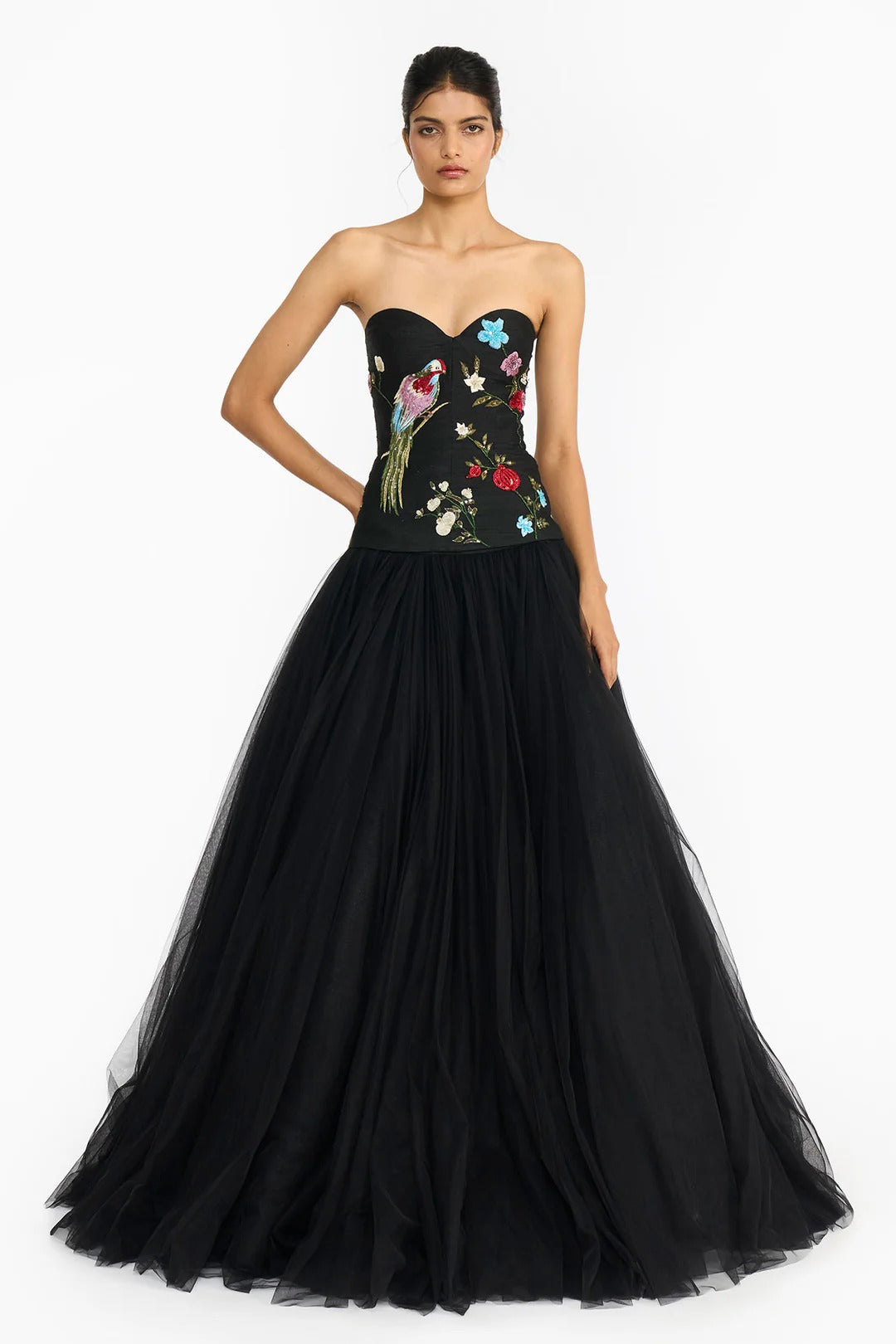Black Chinoiserie Peplum Lehenga Set