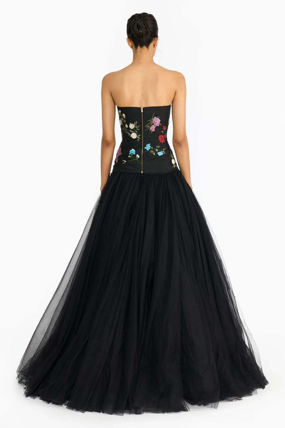 Black Chinoiserie Peplum Lehenga Set