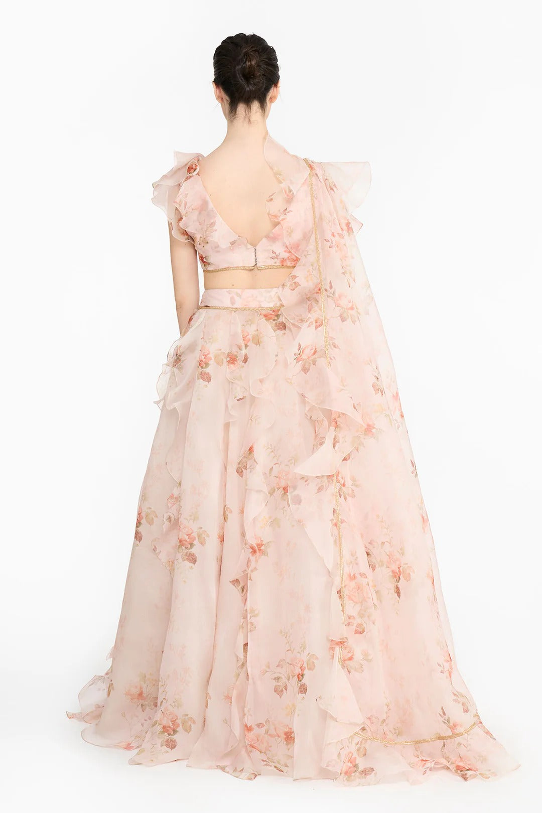 Pink Vintage Rose Lehenga Set