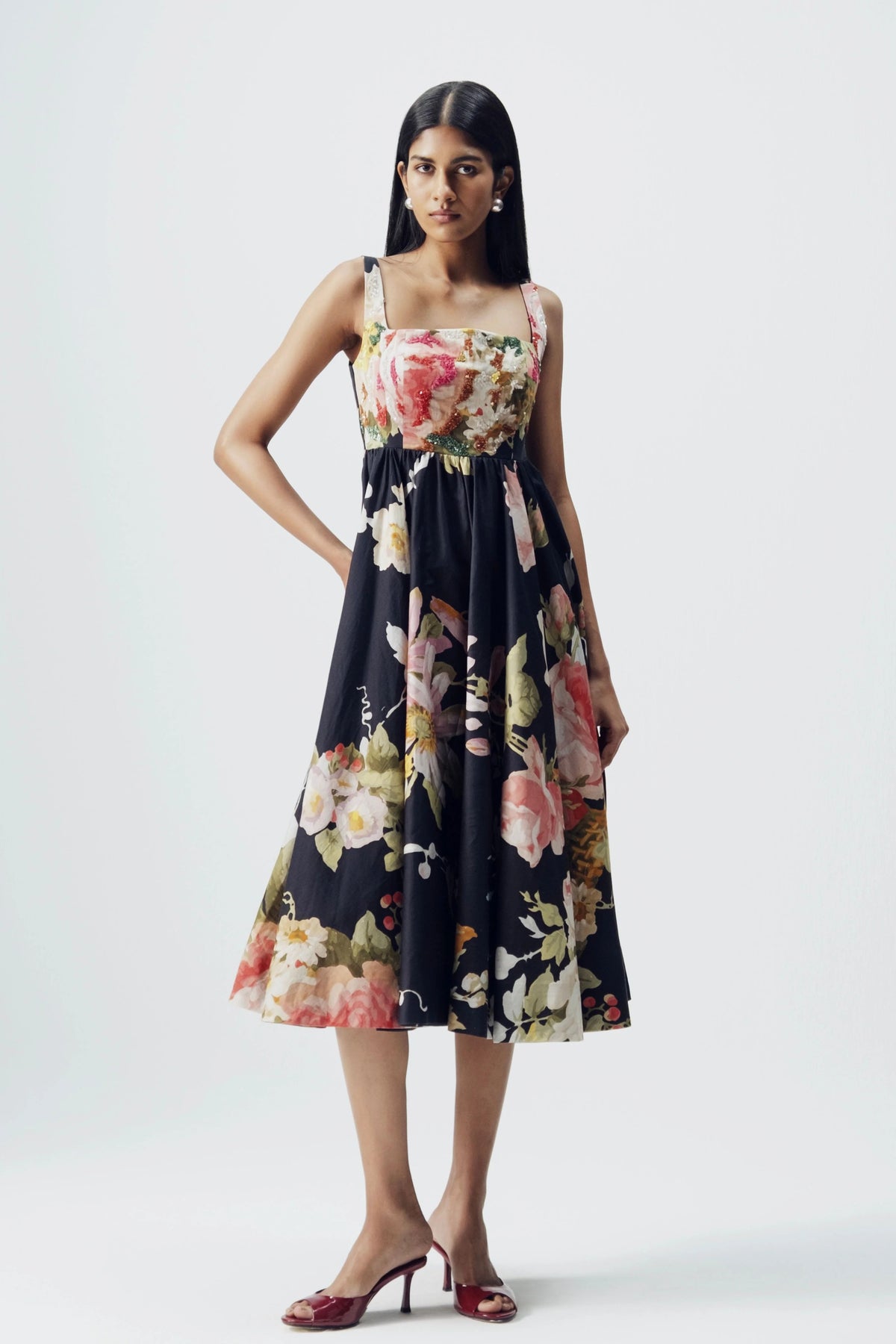 Carmine Embroidered Dress