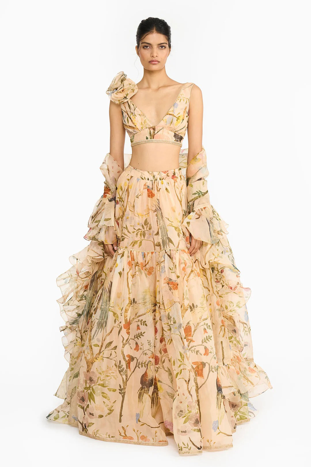 Peach Chinoiserie Lehenga Set