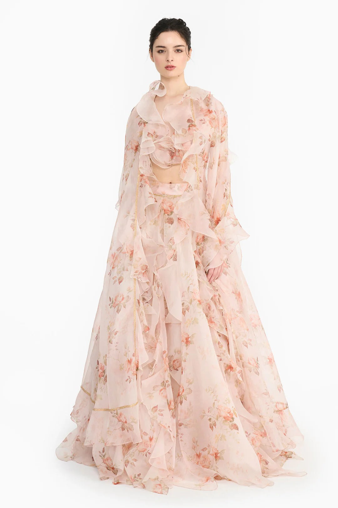 Pink Vintage Rose Lehenga Set