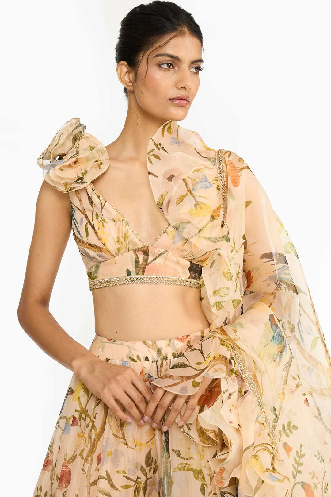Peach Chinoiserie Lehenga Set