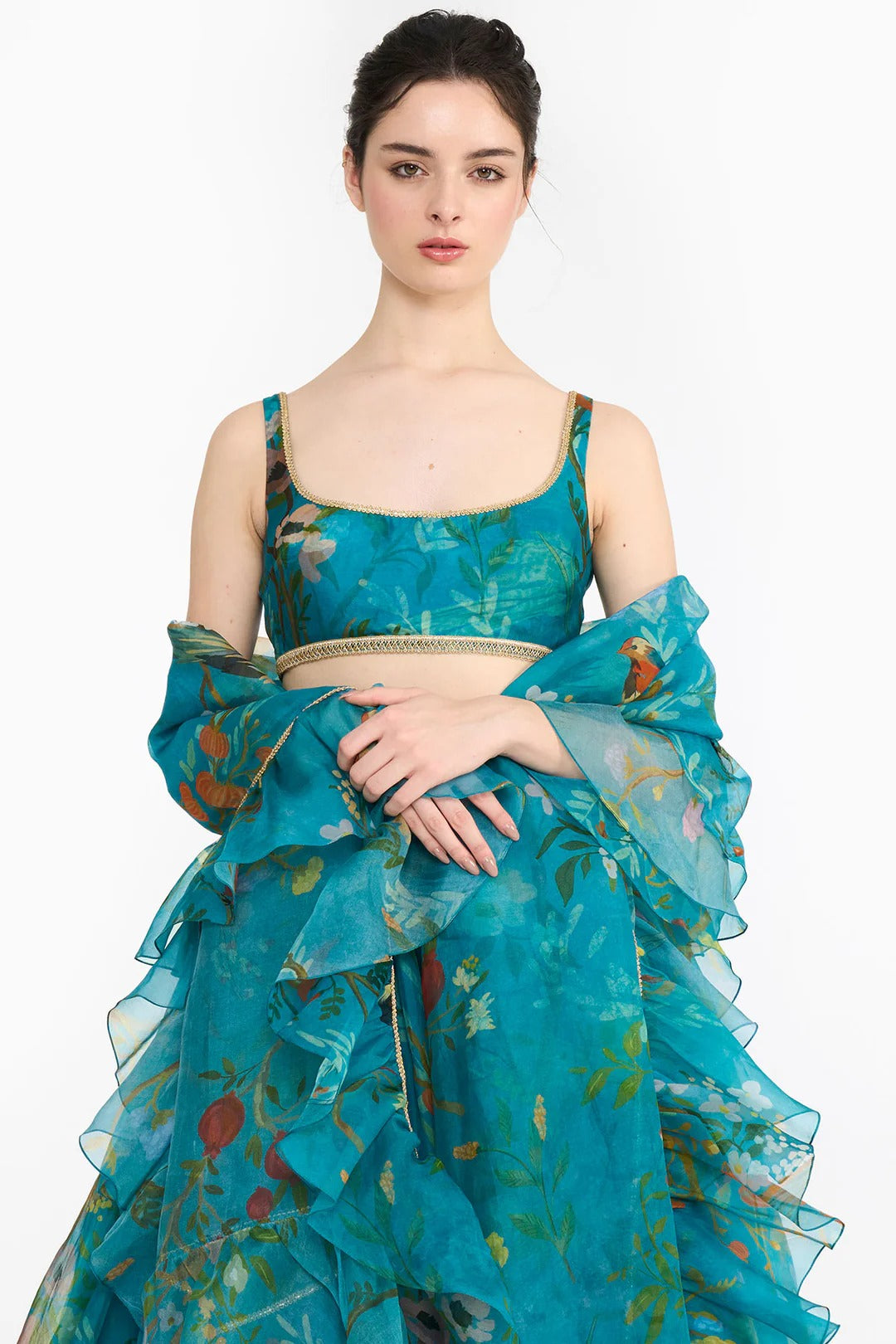 Turquoise Chinoiserie Lehenga Set