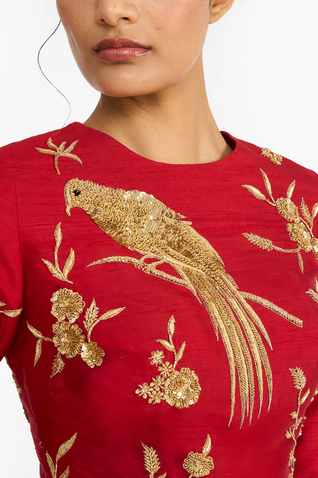 Red Chinoiserie Lehenga Set