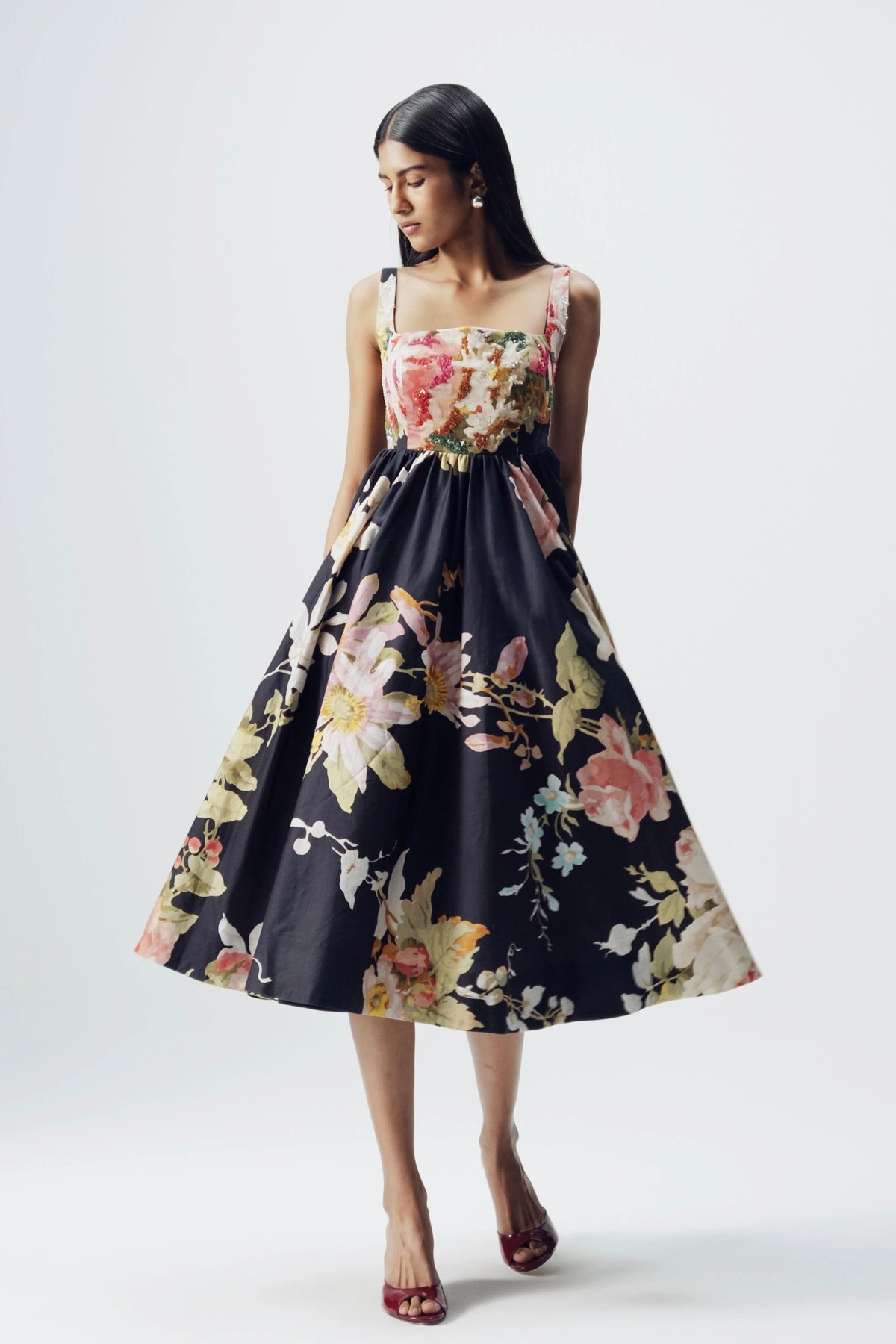 Carmine Embroidered Dress